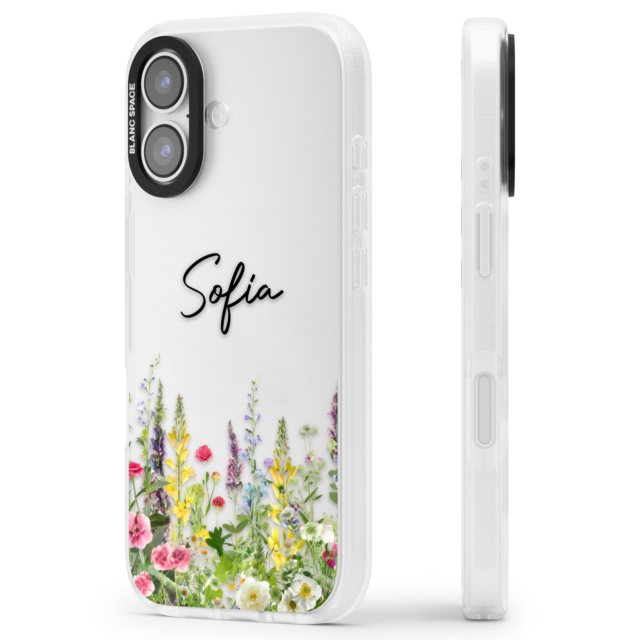 Personalised Garden Wildfowers iPhone 17 Impact Air Clear Phone Case Side Profile