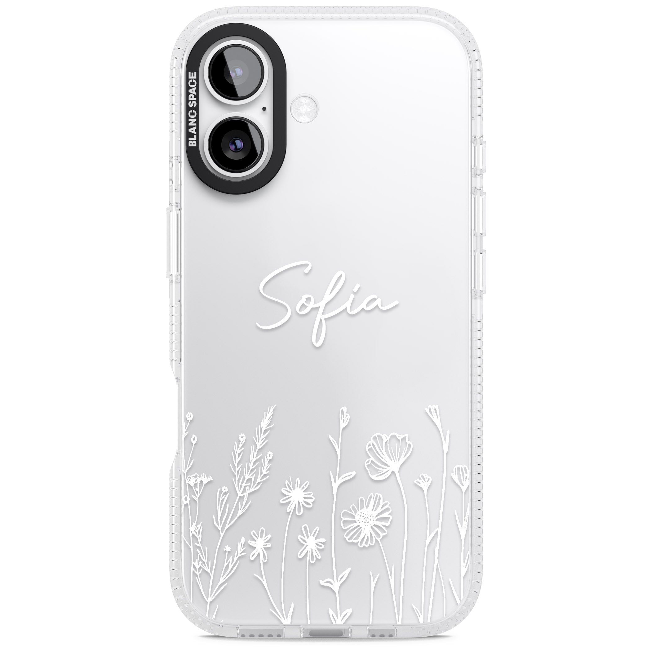 Personalised White Wildflowers iPhone 17 Impact Air Clear Phone Case