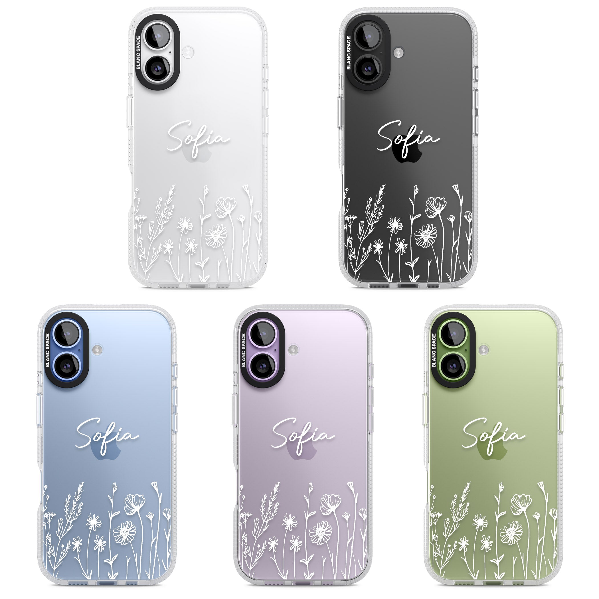 Personalised White Wildflowers iPhone 17 Impact Air Clear Phone Case APT Impact Protection