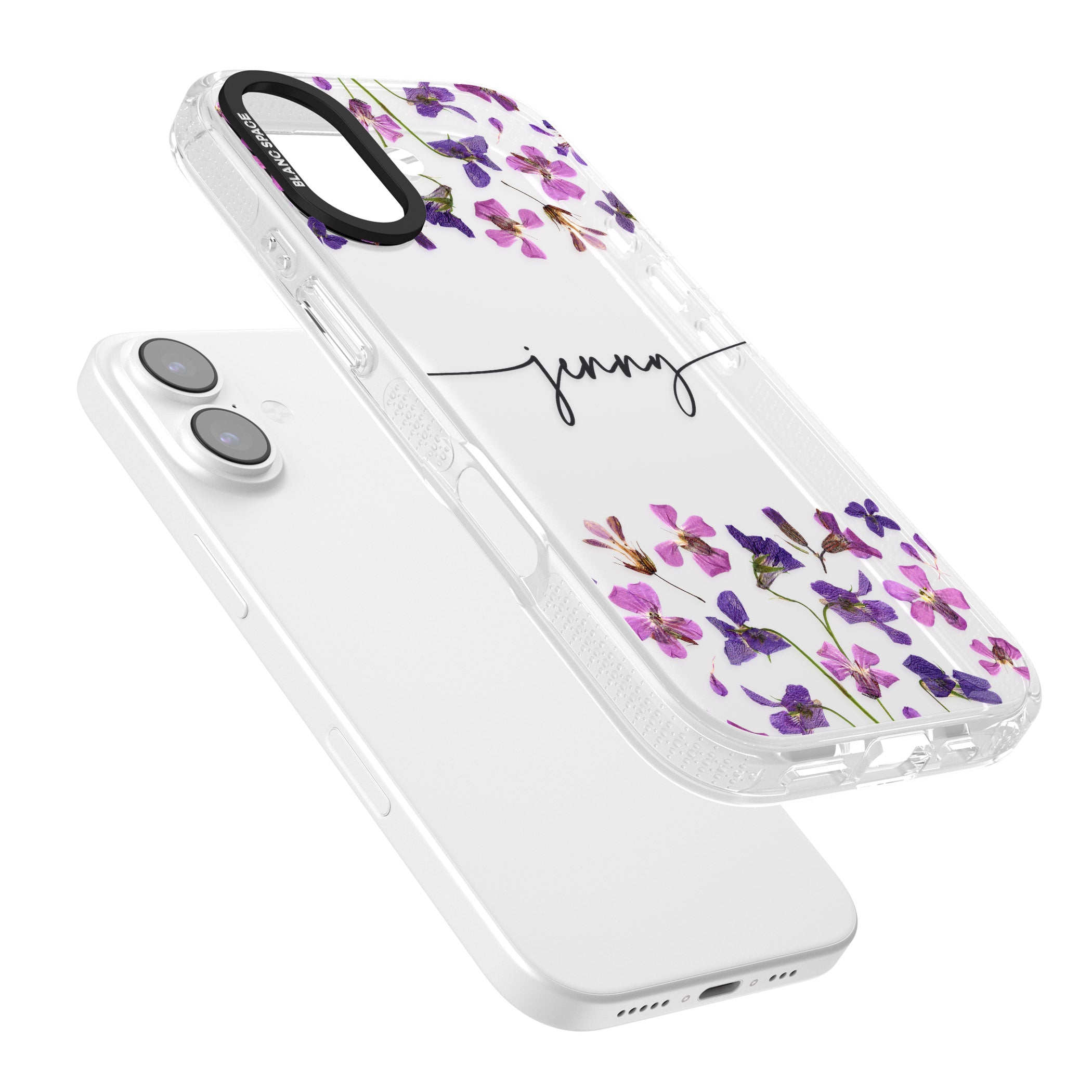 Personalised Purple Violets iPhone 17 Impact Air Clear Phone Case Colours