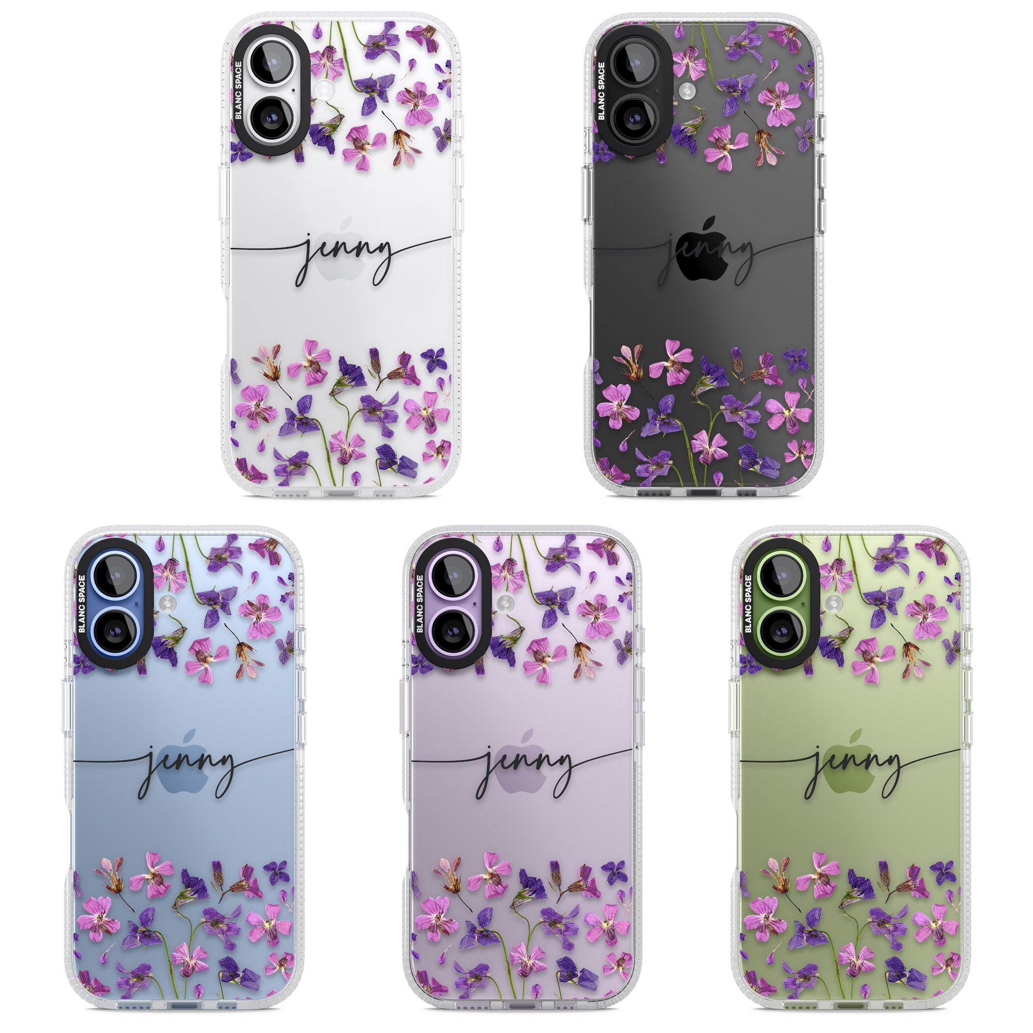 Personalised Purple Violets iPhone 17 Impact Air Clear Phone Case APT Impact Protection