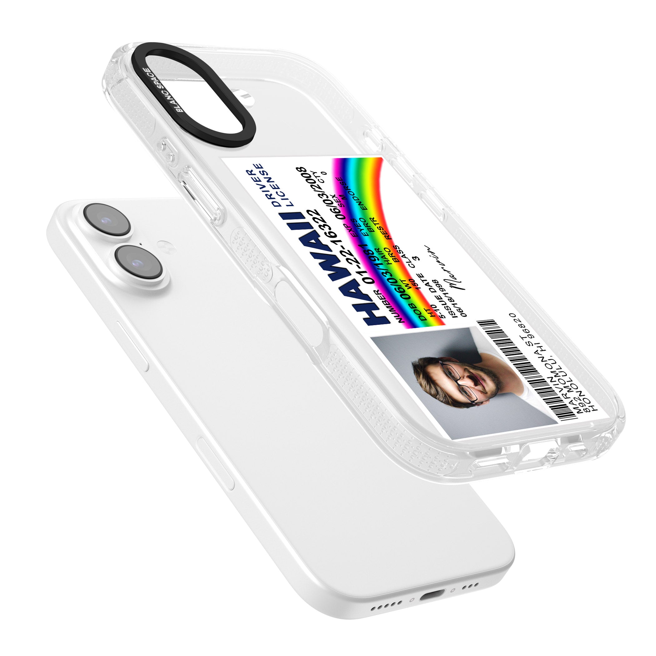 Personalised Hawaii Driving License iPhone 17 Impact Air Clear Phone Case Colours