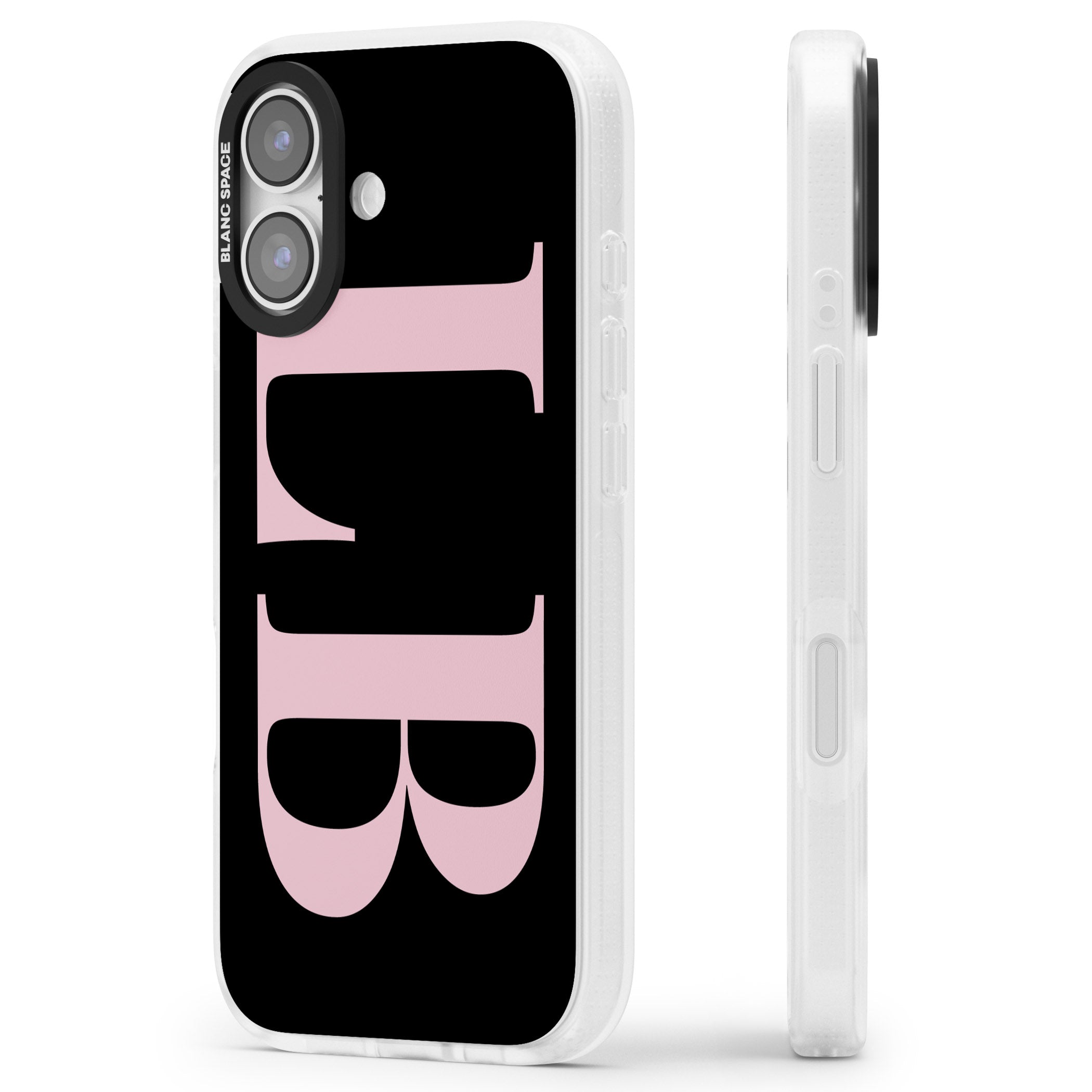 Personalised Pink & Black Green Letters iPhone 17 Impact Air Clear Phone Case Side Profile
