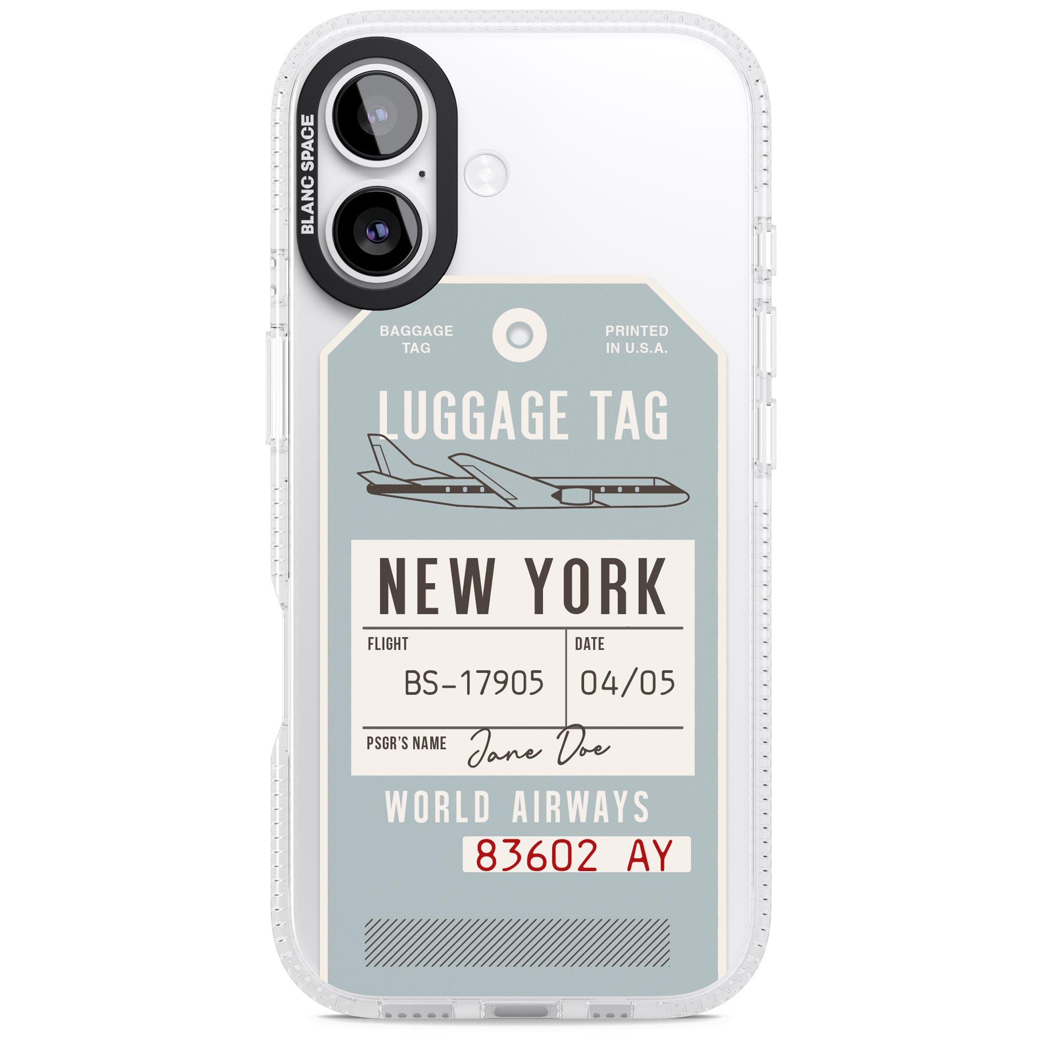 Personalised Vintage Usa Luggage Tag iPhone 17 Impact Air Clear Phone Case