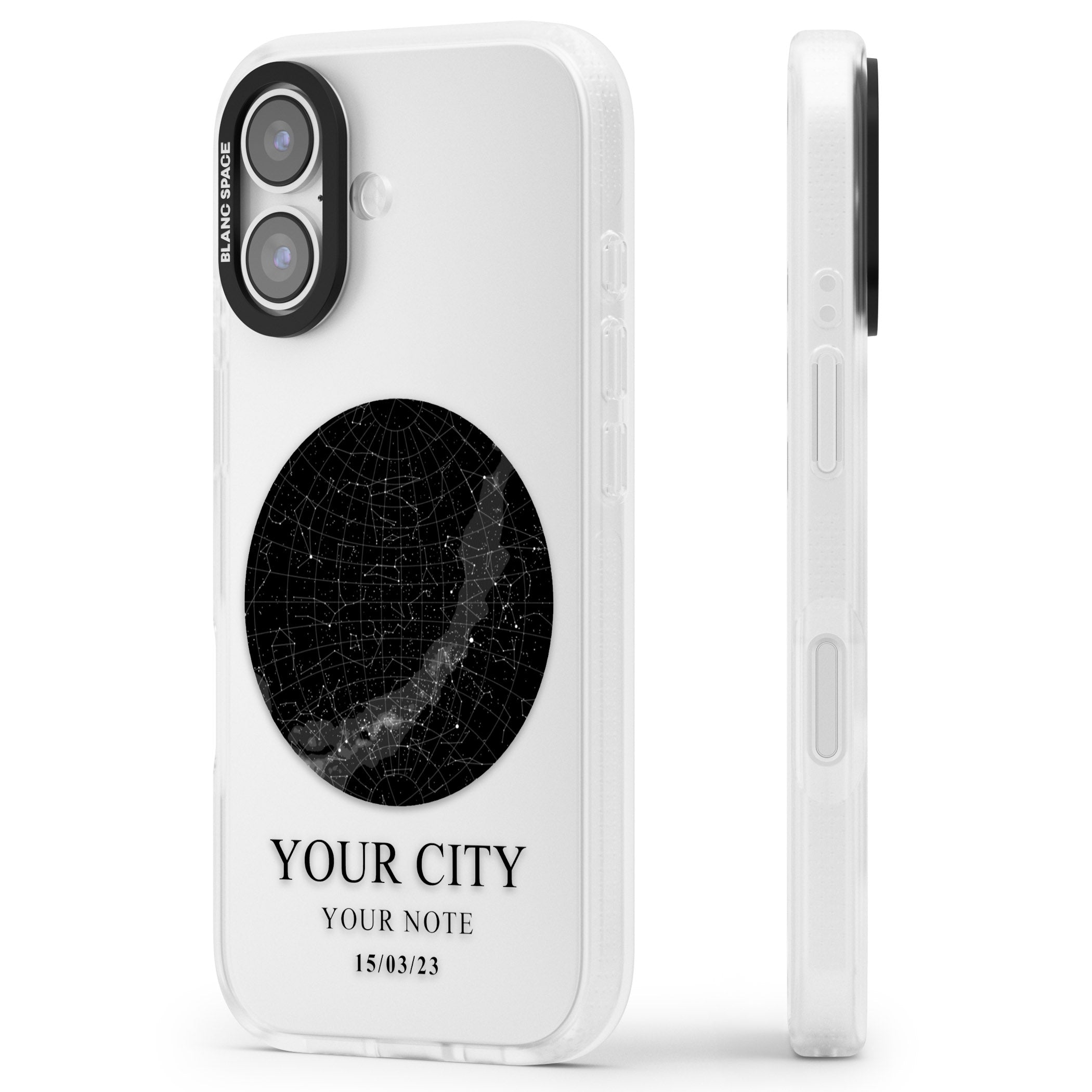 Personalised Star Map iPhone 17 Impact Air Clear Phone Case Side Profile