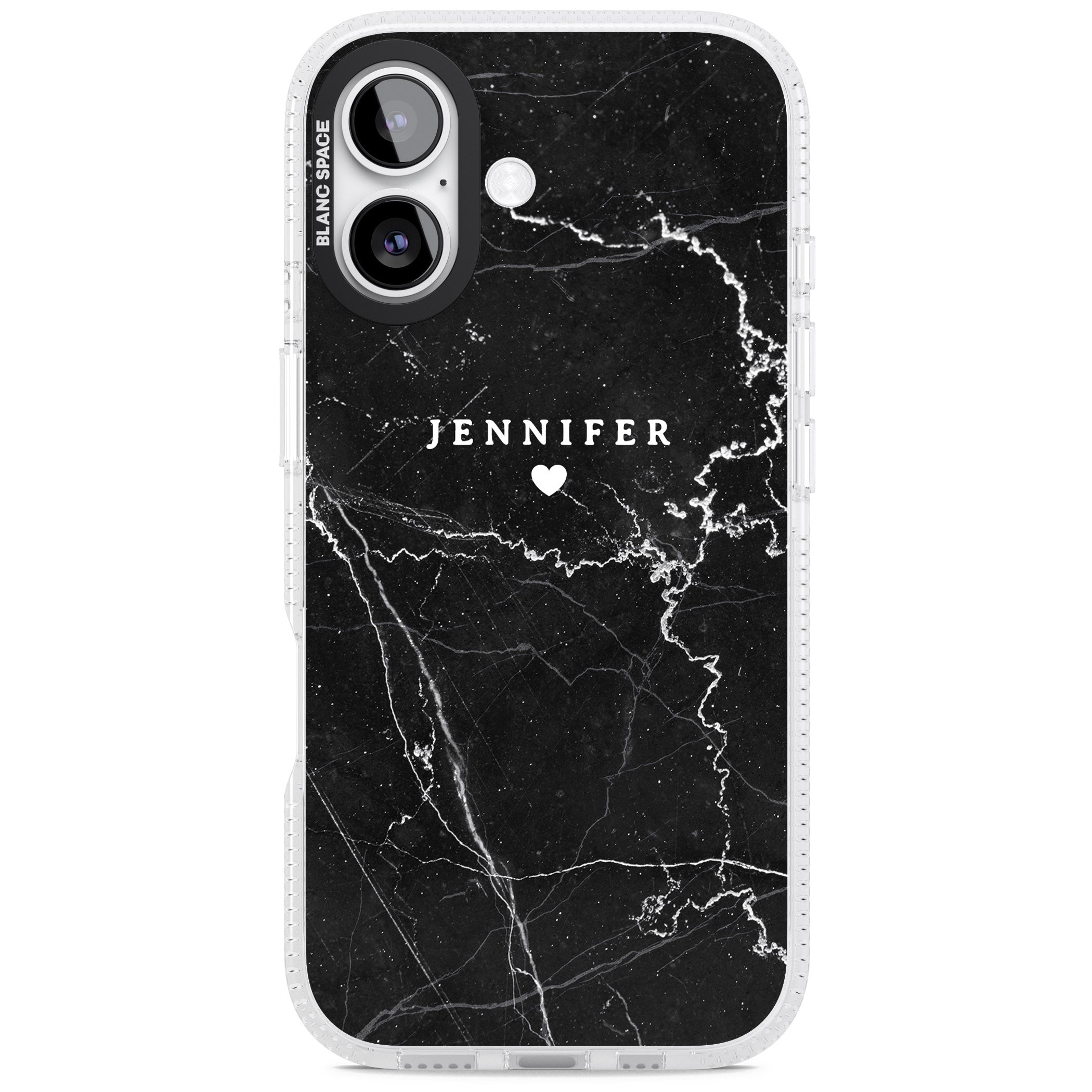 Personalised Black Marble iPhone 17 Impact Air Clear Phone Case
