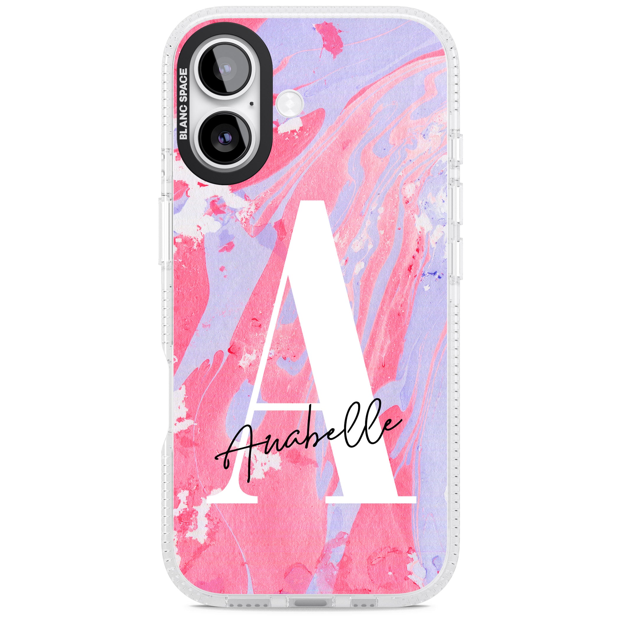 Personalised Pink & Purple Marble iPhone 17 Impact Air Clear Phone Case
