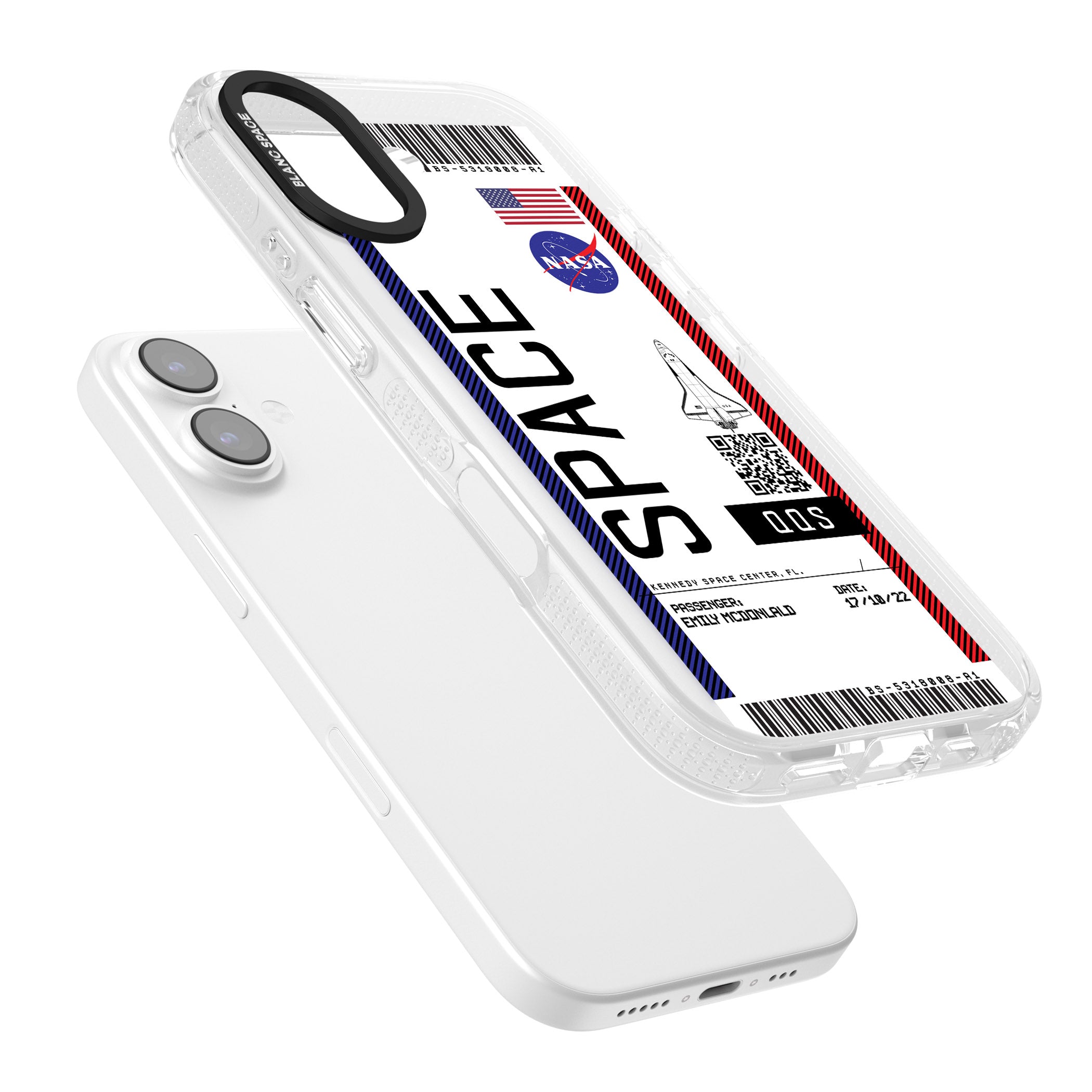 Personalised Nasa Boarding Pass (Light) iPhone 17 Impact Air Clear Phone Case Colours