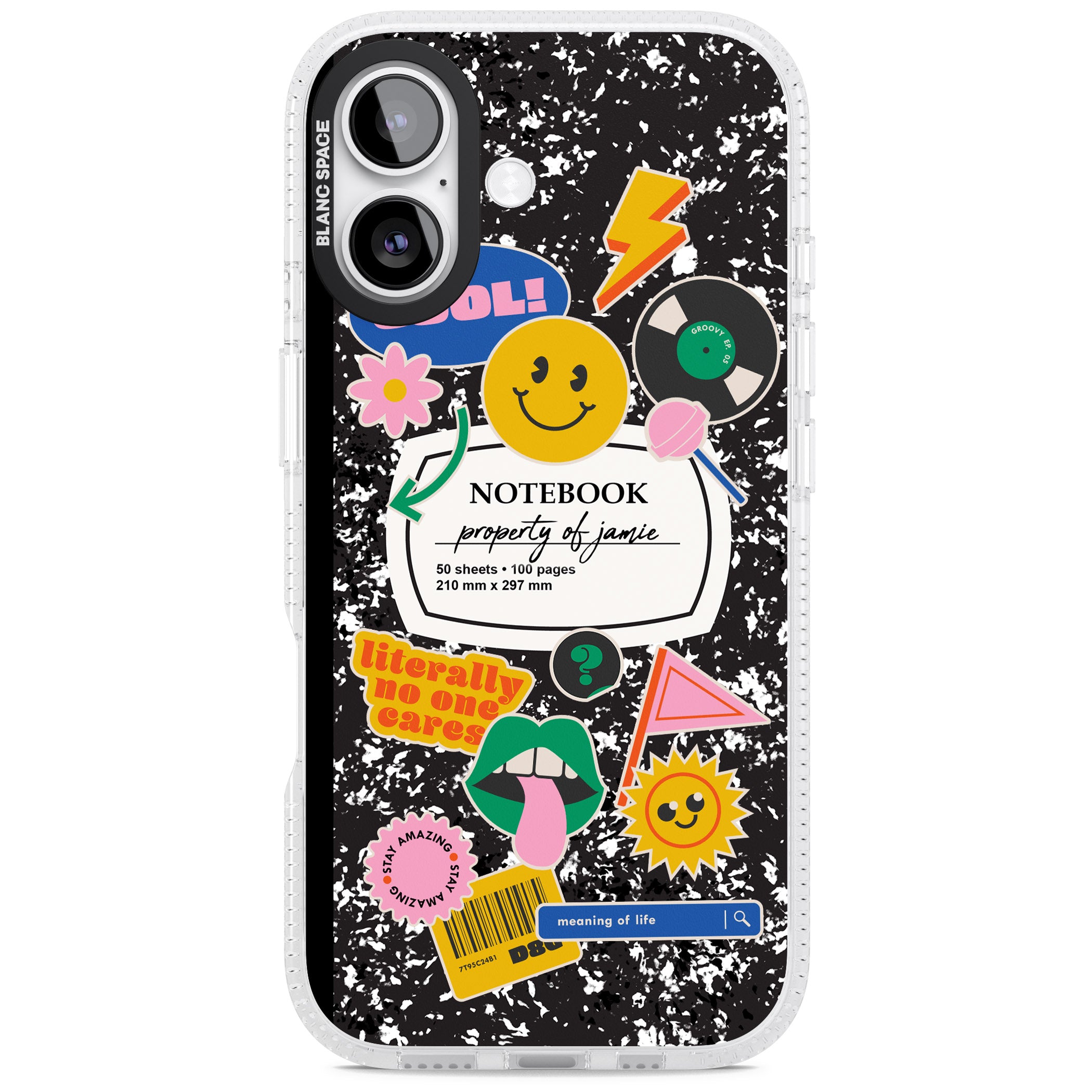 Personalised Quirky Notebook iPhone 17 Impact Air Clear Phone Case
