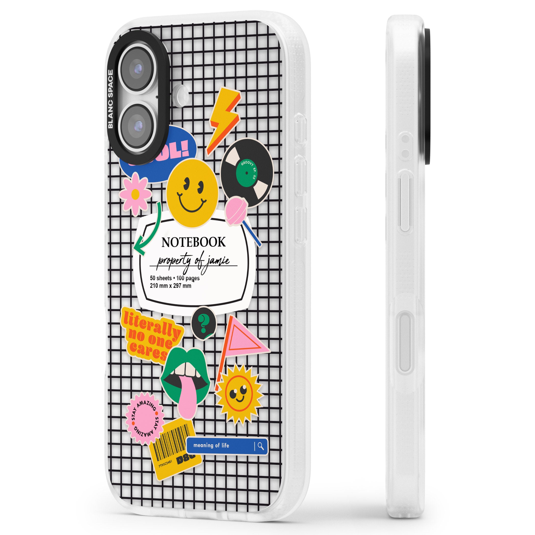 Personalised Sticker Mix Grid iPhone 17 Impact Air Clear Phone Case Side Profile