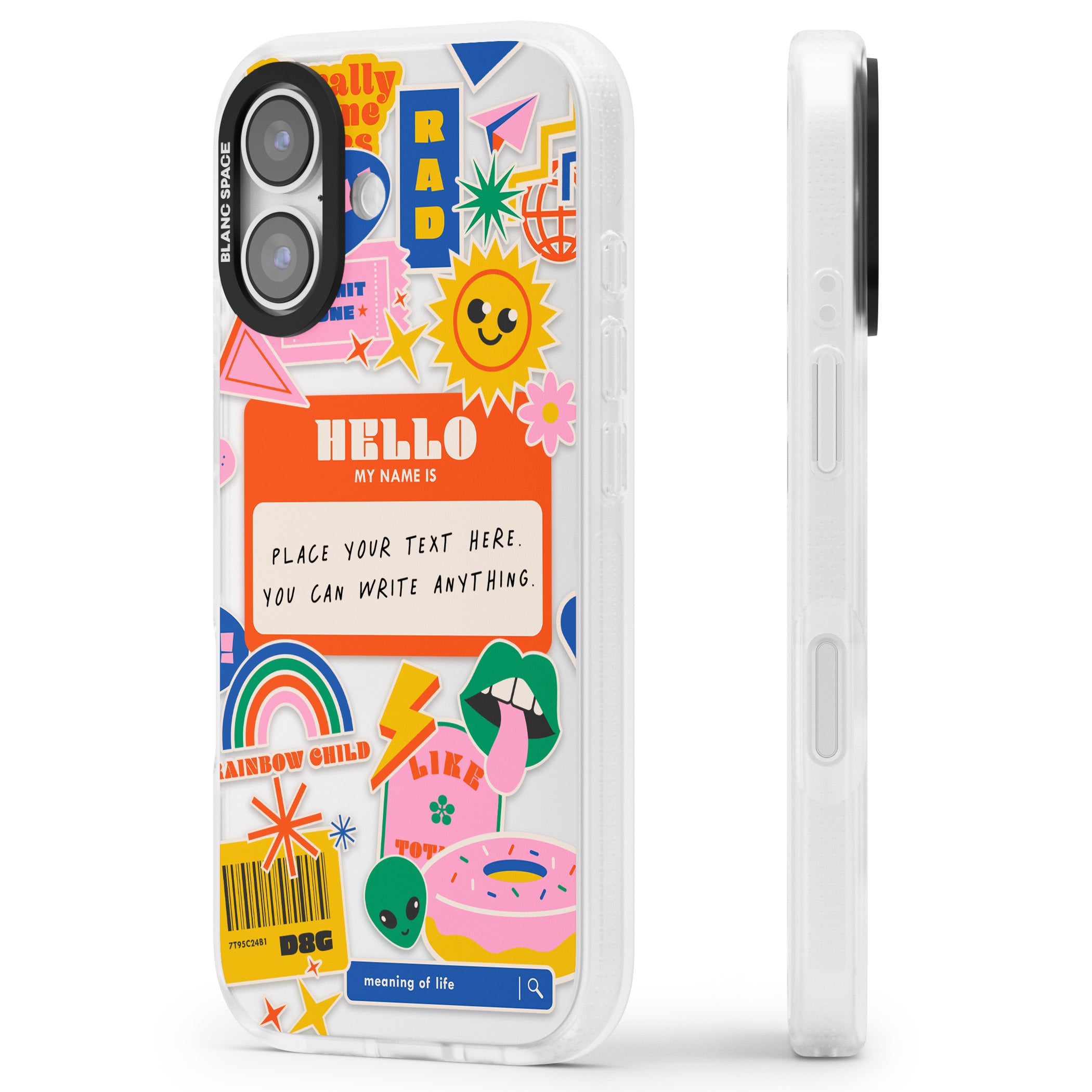 Personalised Retro Vibes Sticker iPhone 17 Impact Air Clear Phone Case Side Profile