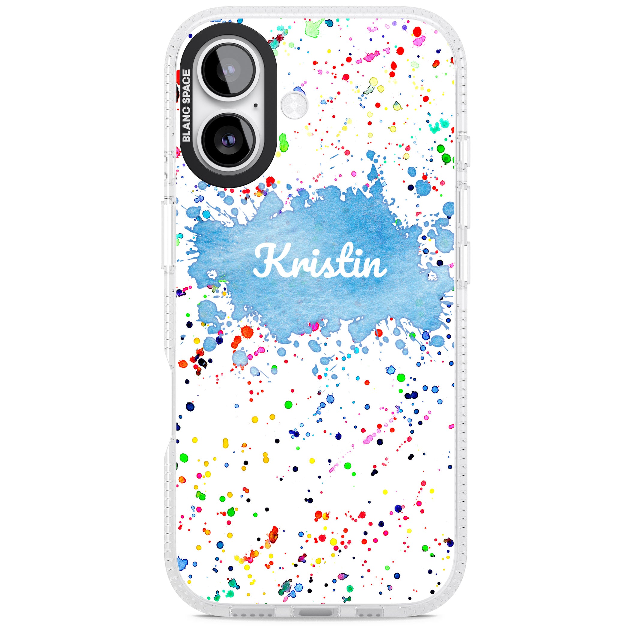 Personalised Rainbow Splatter Name iPhone 17 Impact Air Clear Phone Case