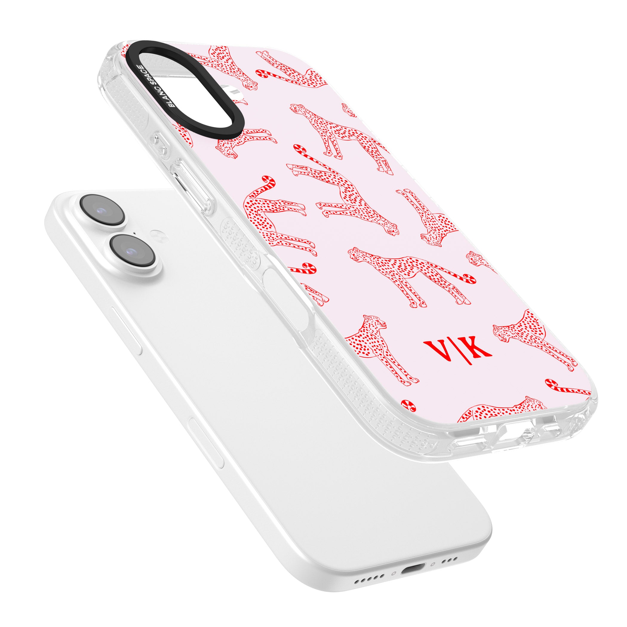 Personalised Red & Pink Cheetah iPhone 17 Impact Air Clear Phone Case Colours