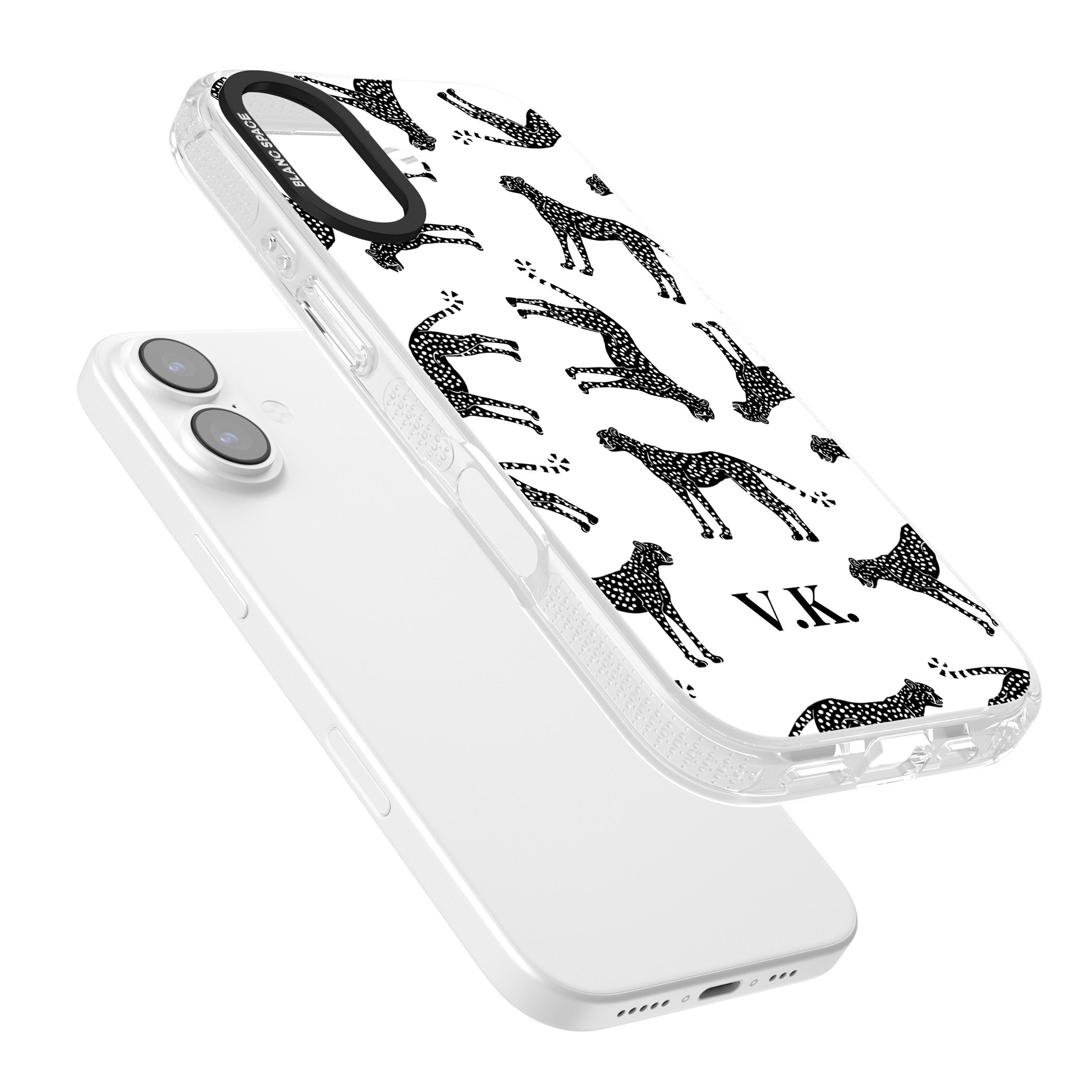 Personalised Black & White Cheetah Pattern iPhone 17 Impact Air Clear Phone Case Colours