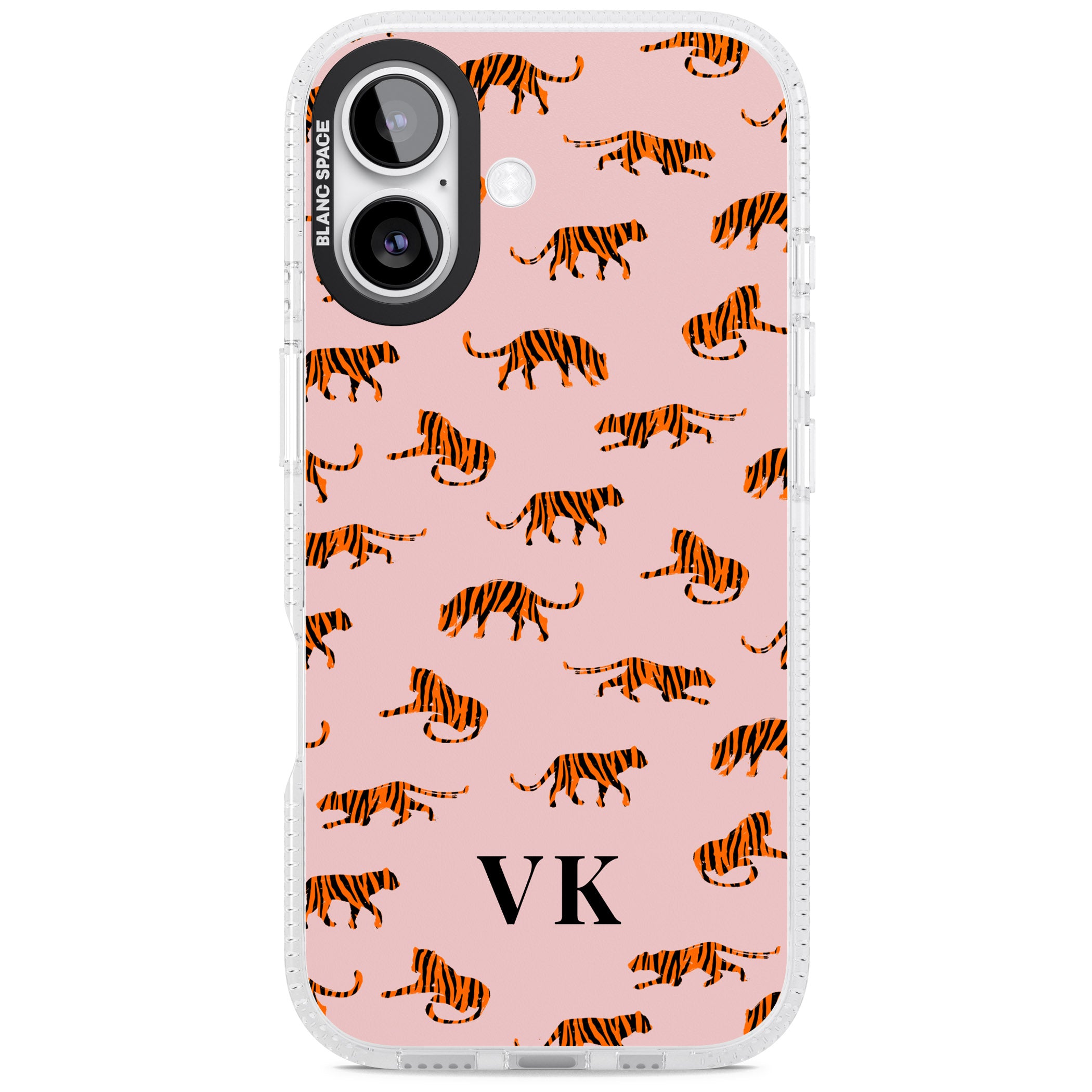 Personalised Pink Safari Tiger Pattern iPhone 17 Impact Air Clear Phone Case