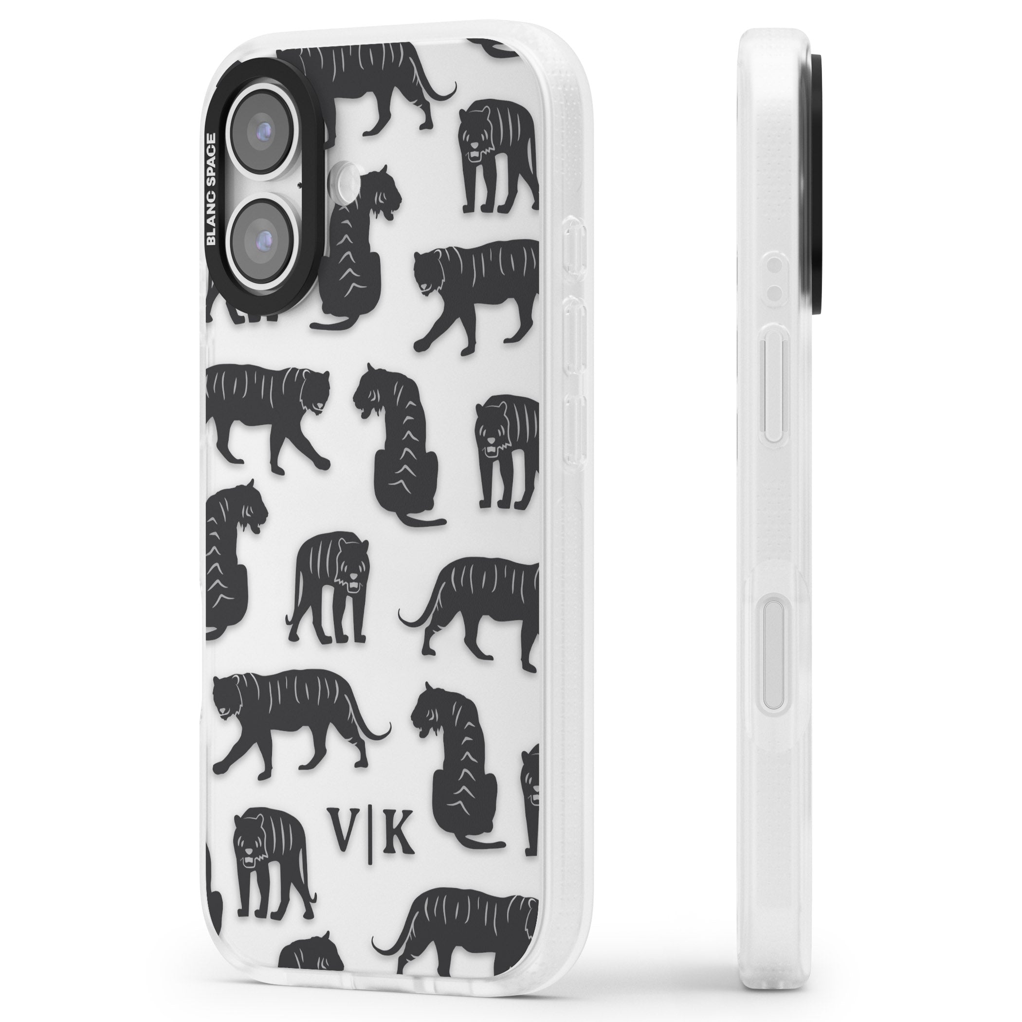 Personalised Tiger Silhouettes iPhone 17 Impact Air Clear Phone Case Side Profile
