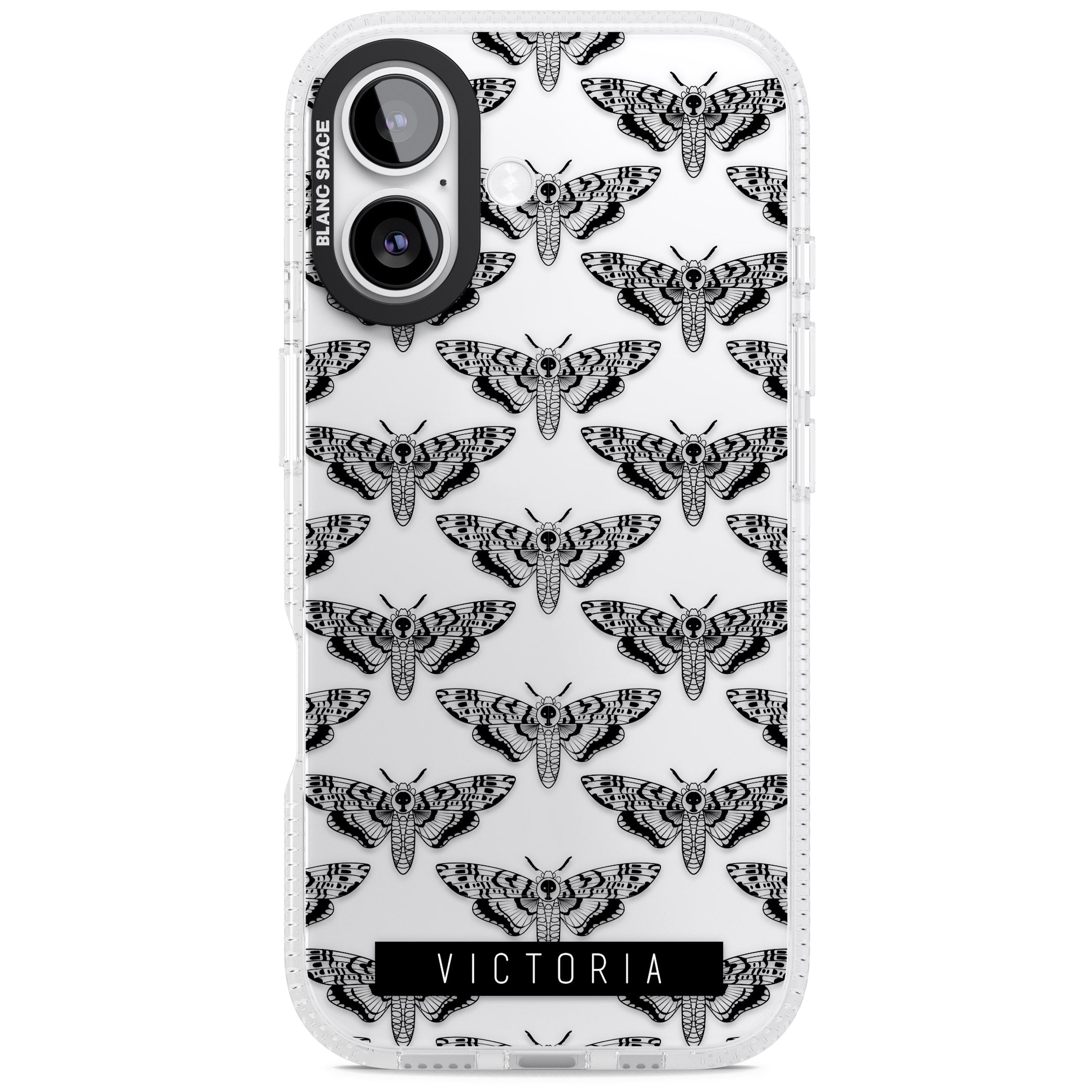 Personalised Hawk Moth Pattern iPhone 17 Impact Air Clear Phone Case
