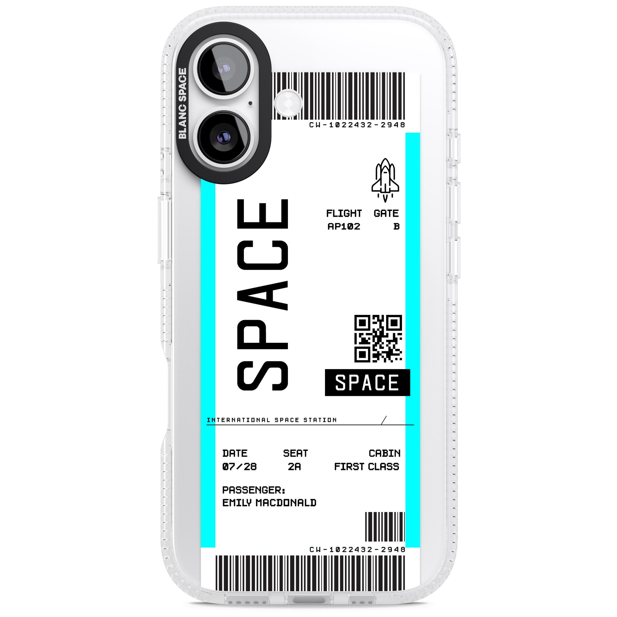 Personalised Space Travel Ticket iPhone 17 Impact Air Clear Phone Case