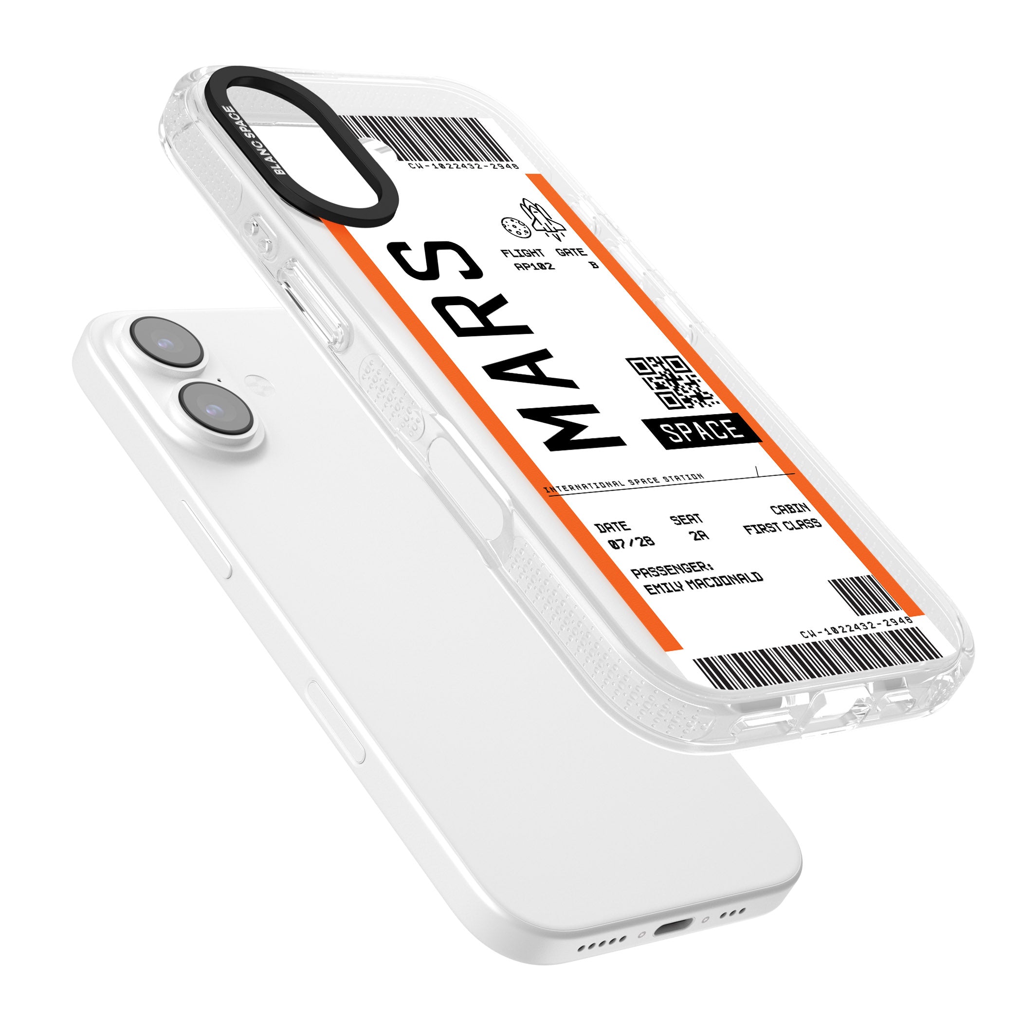 Personalised Mars Travel Ticket iPhone 17 Impact Air Clear Phone Case Colours