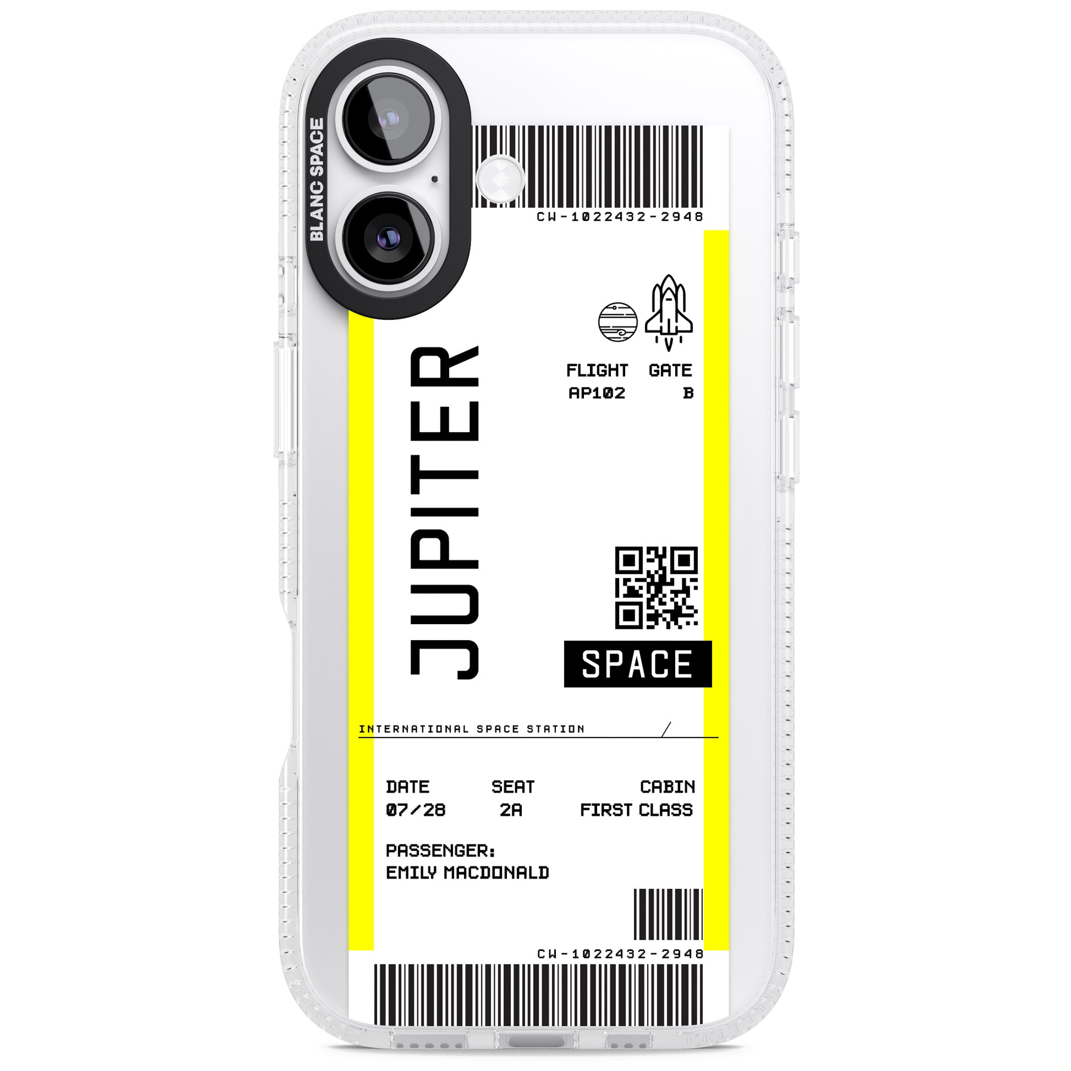 Personalised Jupiter Travel Ticket iPhone 17 Impact Air Clear Phone Case