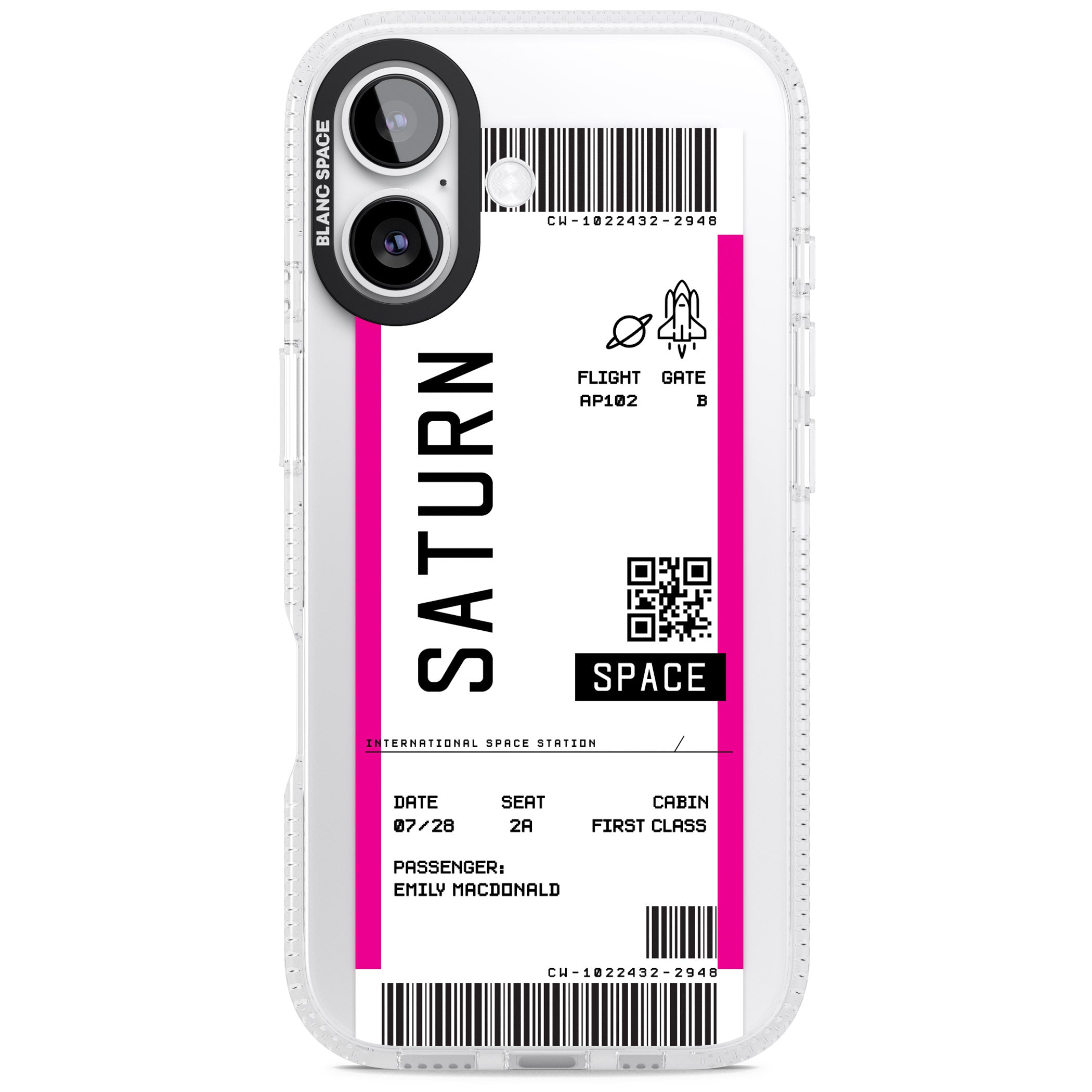Personalised Saturn Travel Ticket iPhone 17 Impact Air Clear Phone Case