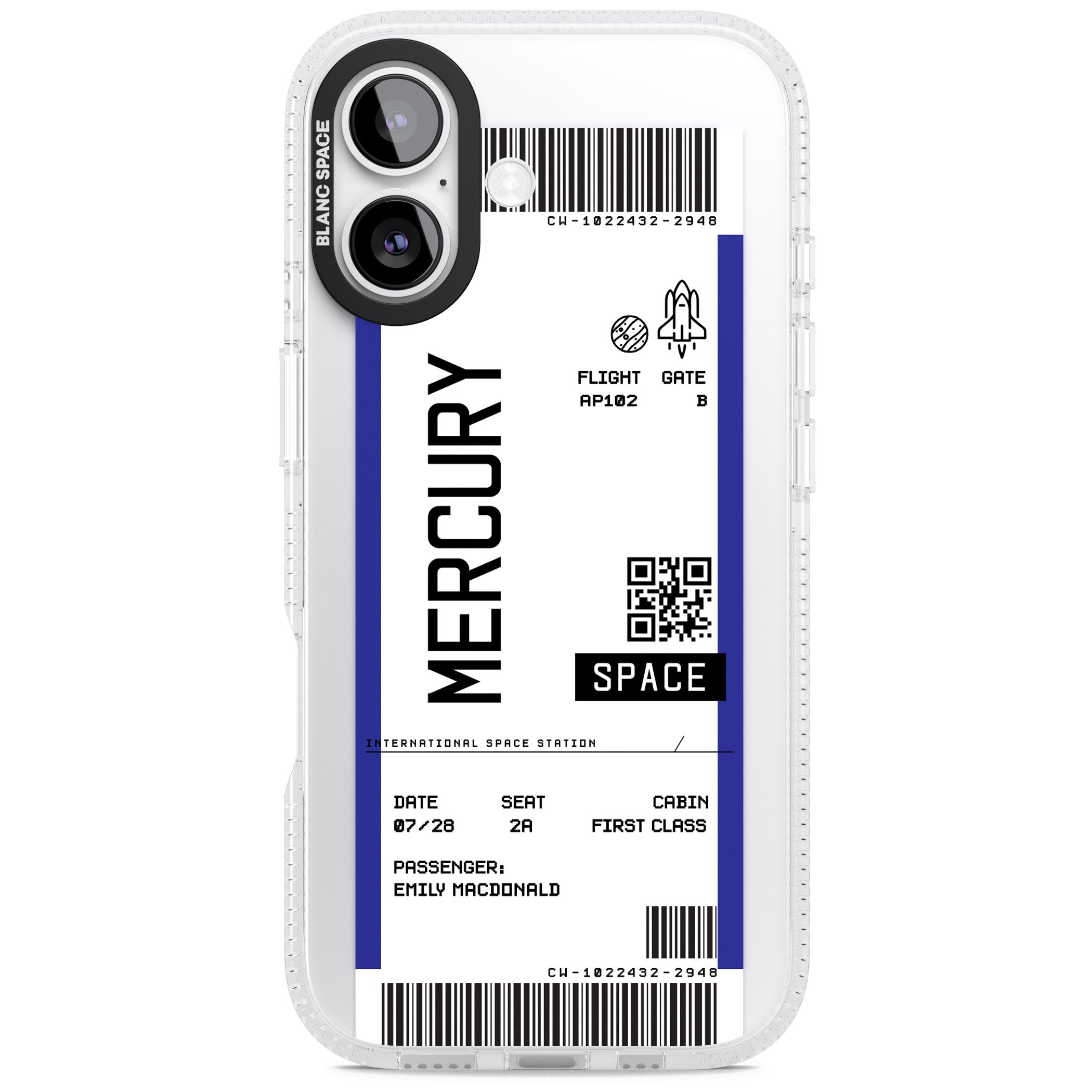 Personalised Mercury Travel Ticket iPhone 17 Impact Air Clear Phone Case