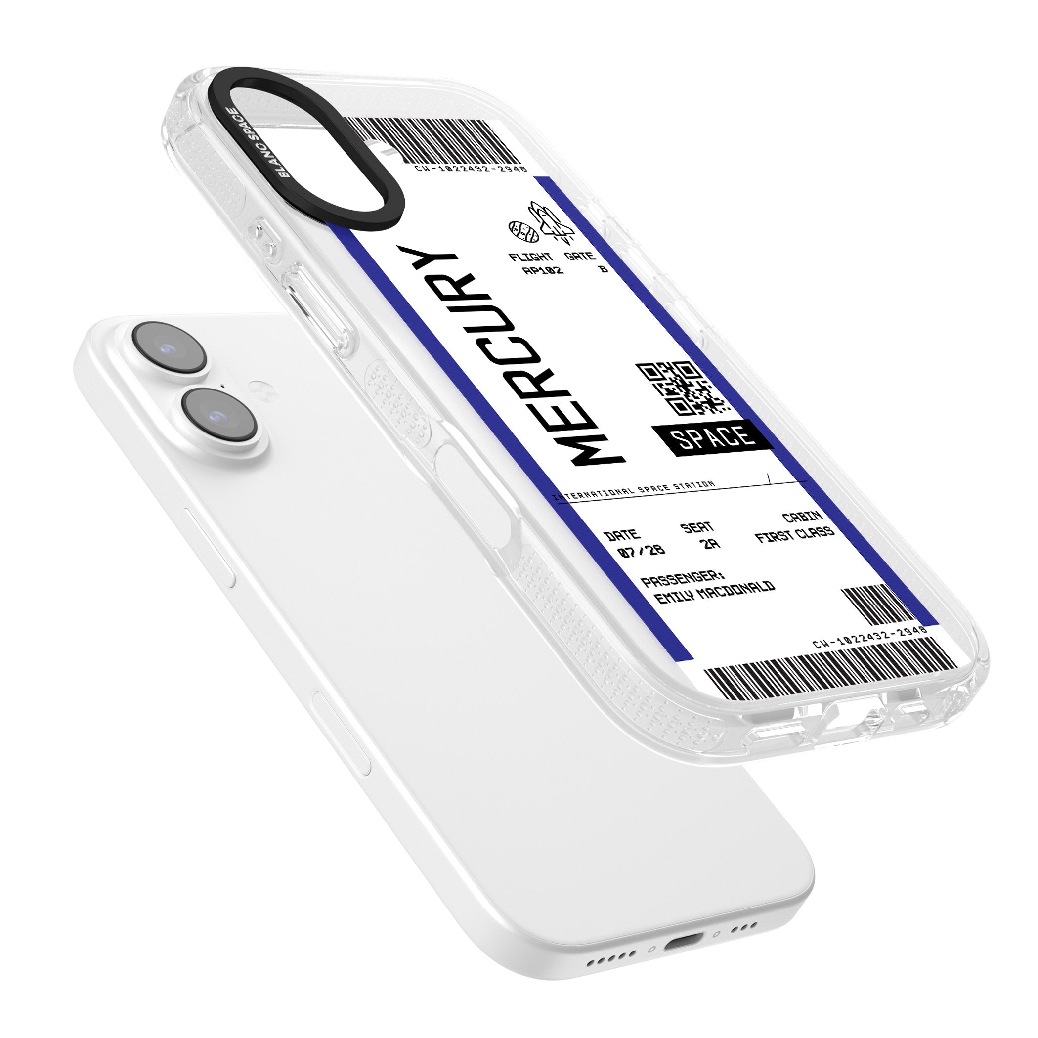 Personalised Mercury Travel Ticket iPhone 17 Impact Air Clear Phone Case Colours