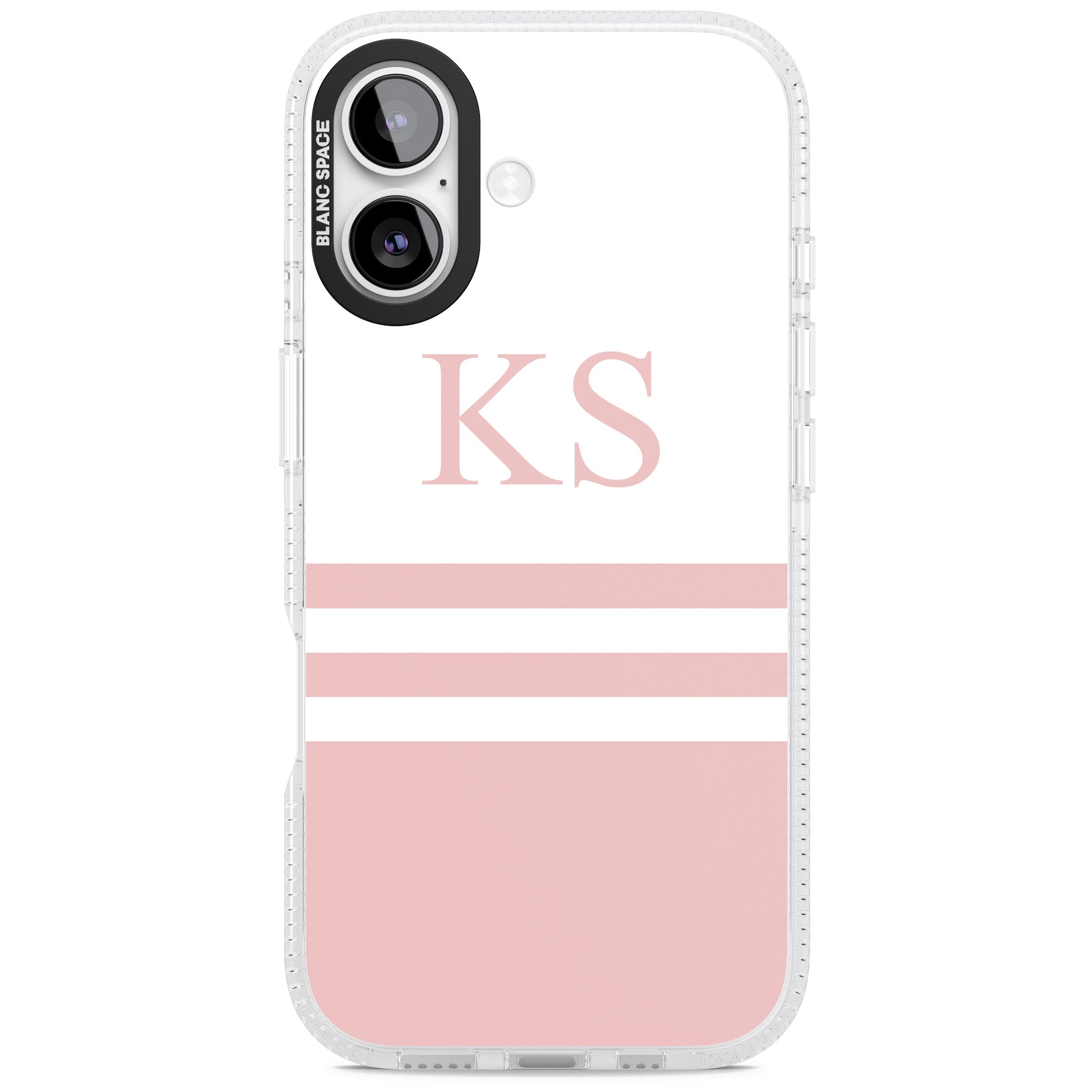 Personalised Pink Stripes & Initials iPhone 17 Impact Air Clear Phone Case