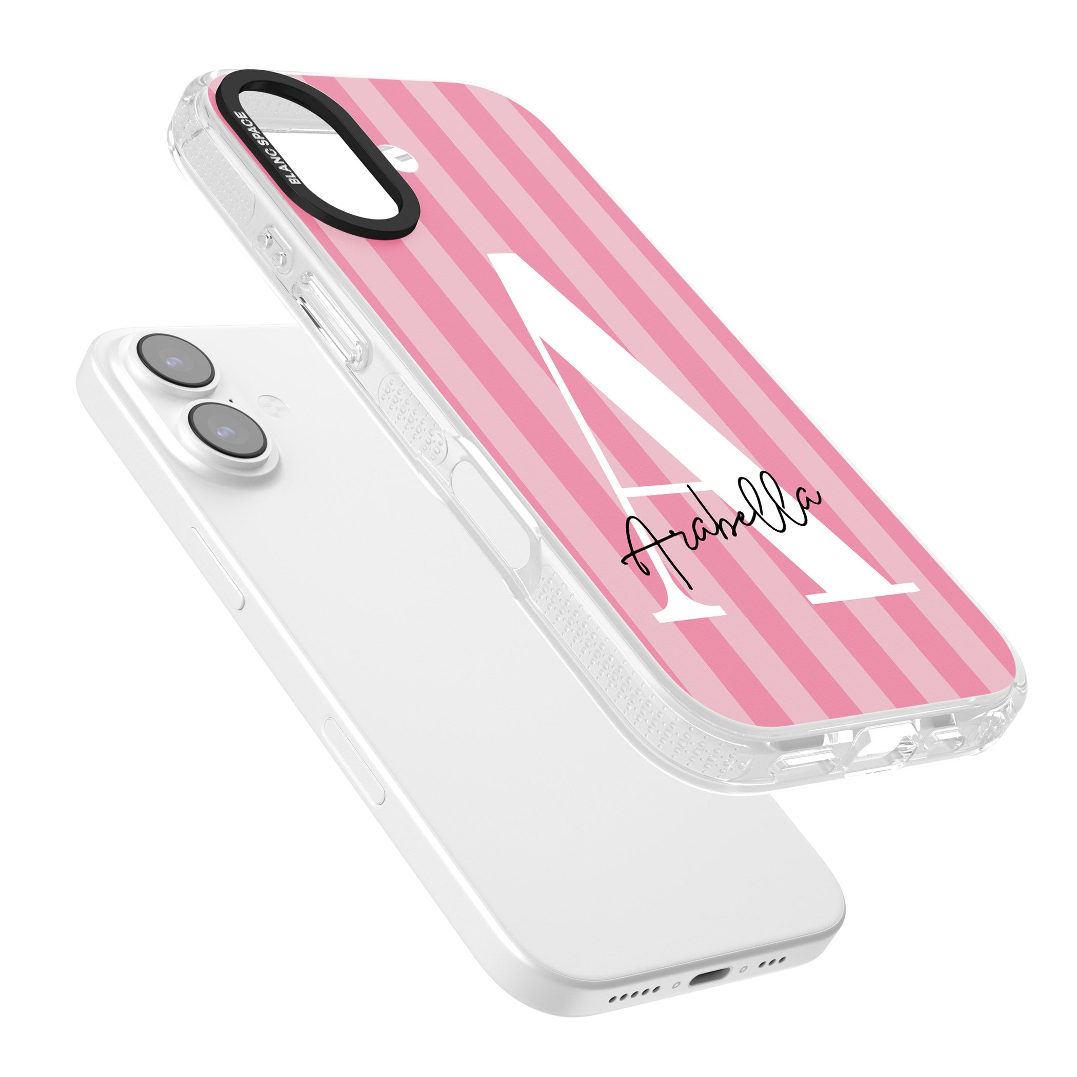 Personalised Pink Stripes Initial iPhone 17 Impact Air Clear Phone Case Colours