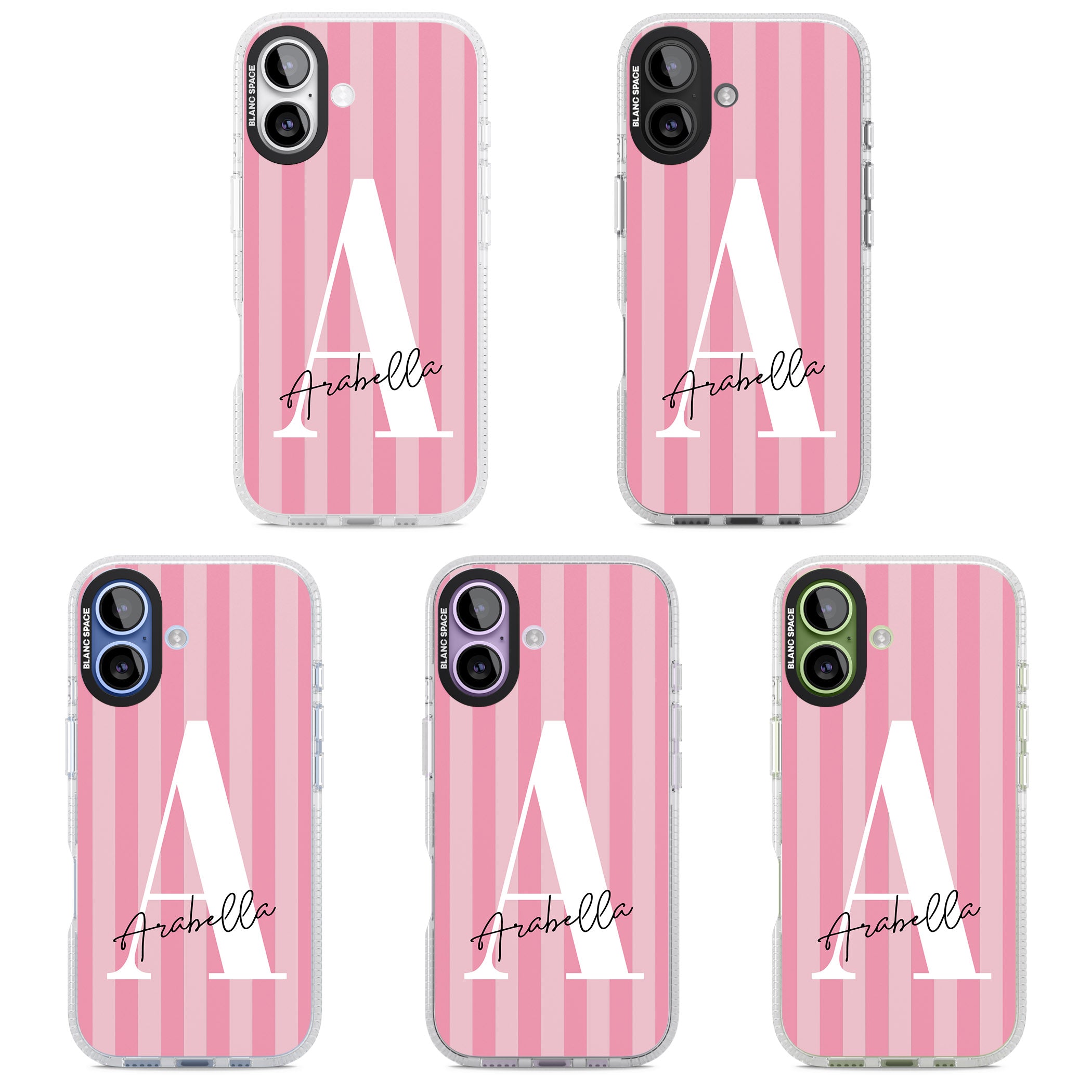 Personalised Pink Stripes Initial iPhone 17 Impact Air Clear Phone Case APT Impact Protection