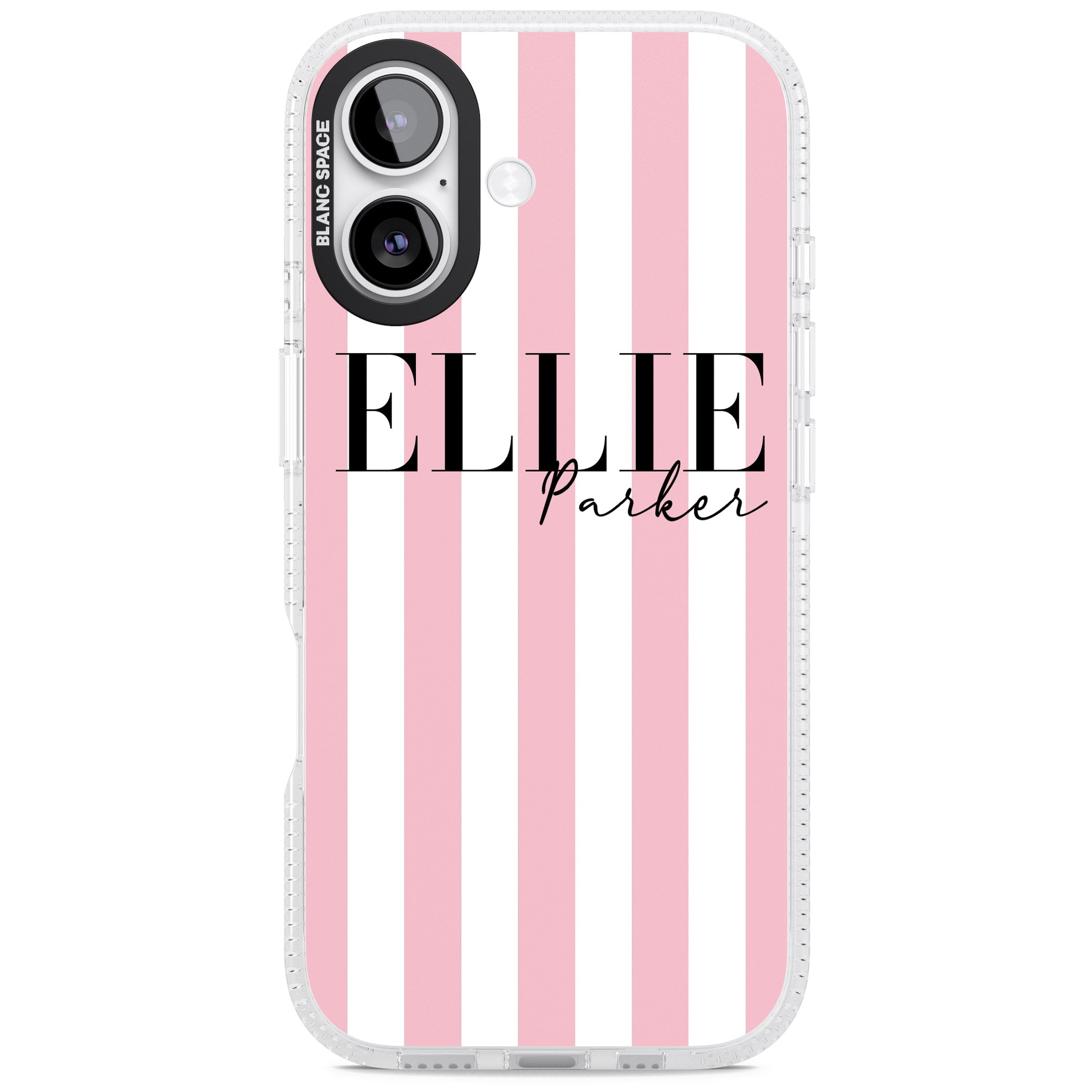 Personalised Pink Stripes iPhone 17 Impact Air Clear Phone Case