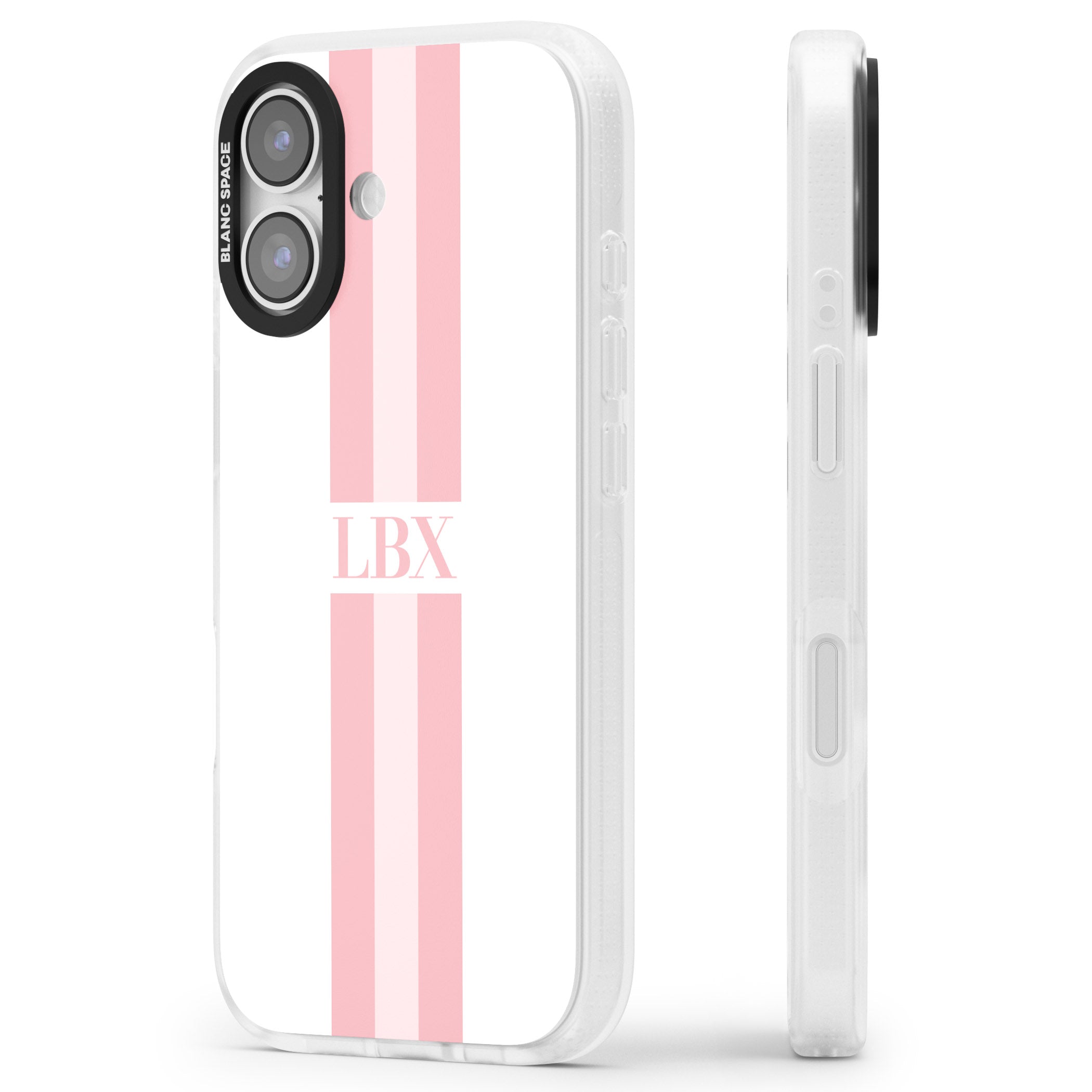 Personalised Minimal Pink Stripe iPhone 17 Impact Air Clear Phone Case Side Profile