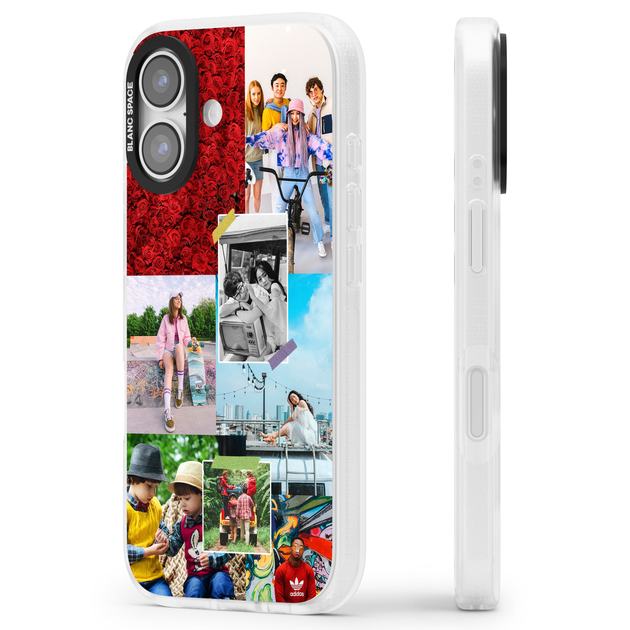 Personalised Photo Collage iPhone 17 Impact Air Clear Phone Case Side Profile
