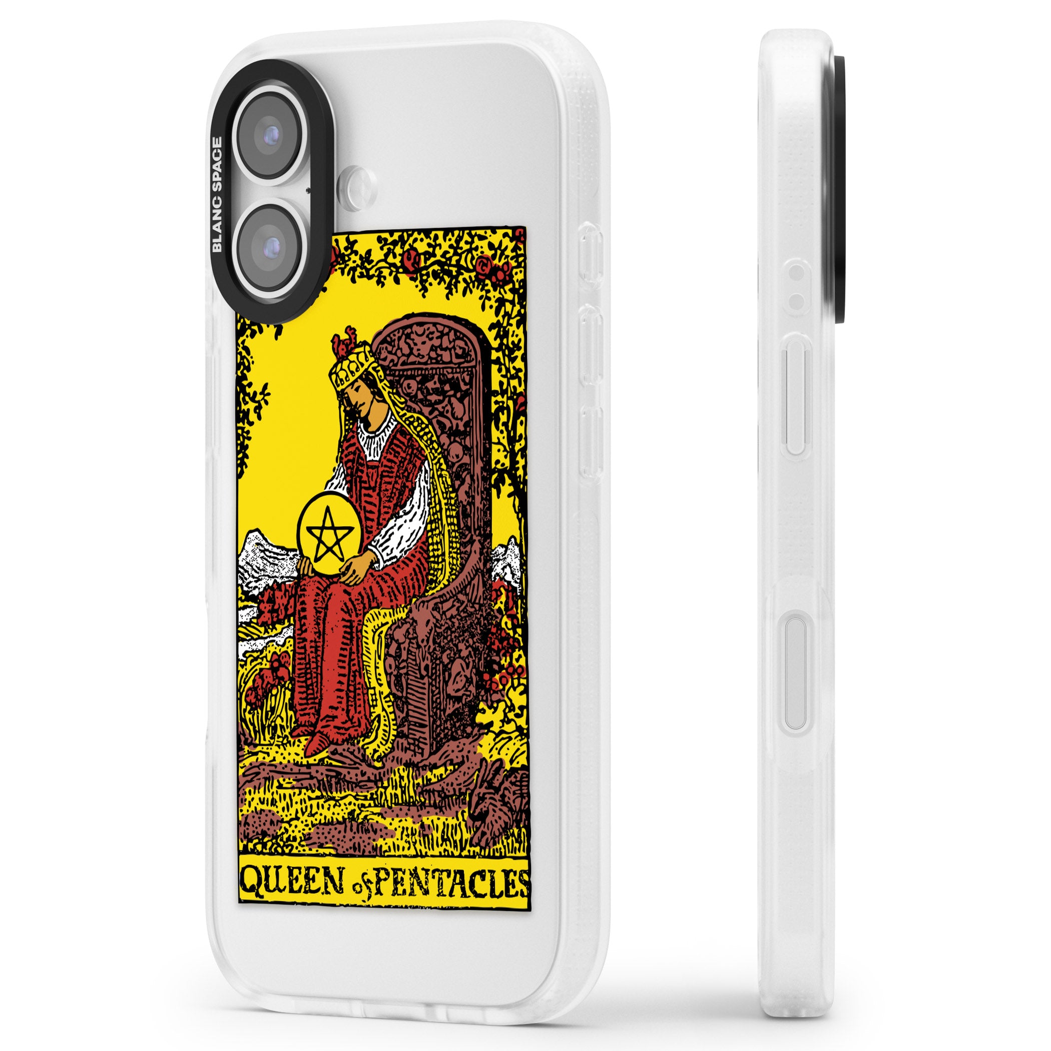 Personalised Queen Of Pentacles Tarot Card (Color) iPhone 17 Impact Air Clear Phone Case Side Profile