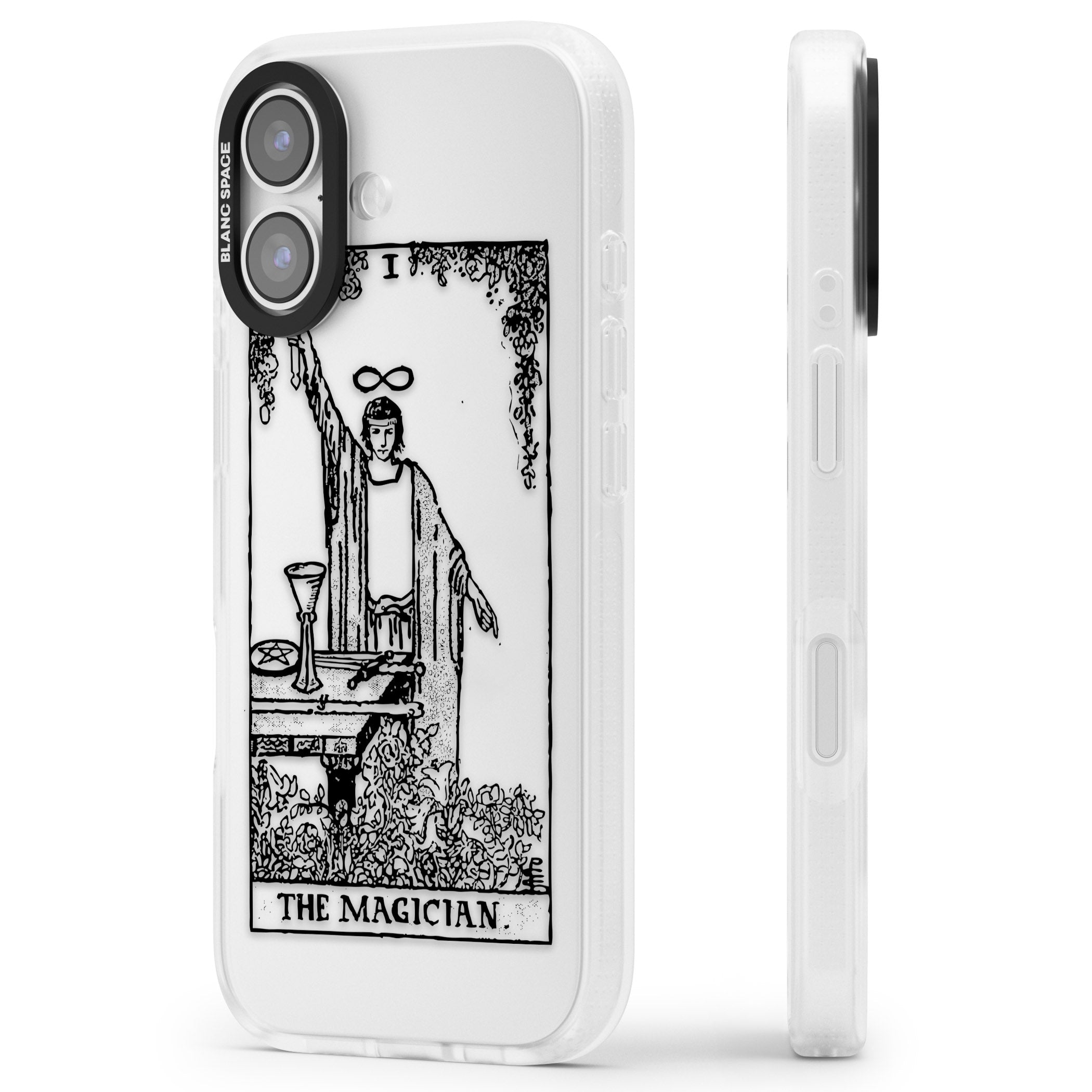 Personalised The Magician Tarot Transparent iPhone 17 Impact Air Clear Phone Case Side Profile
