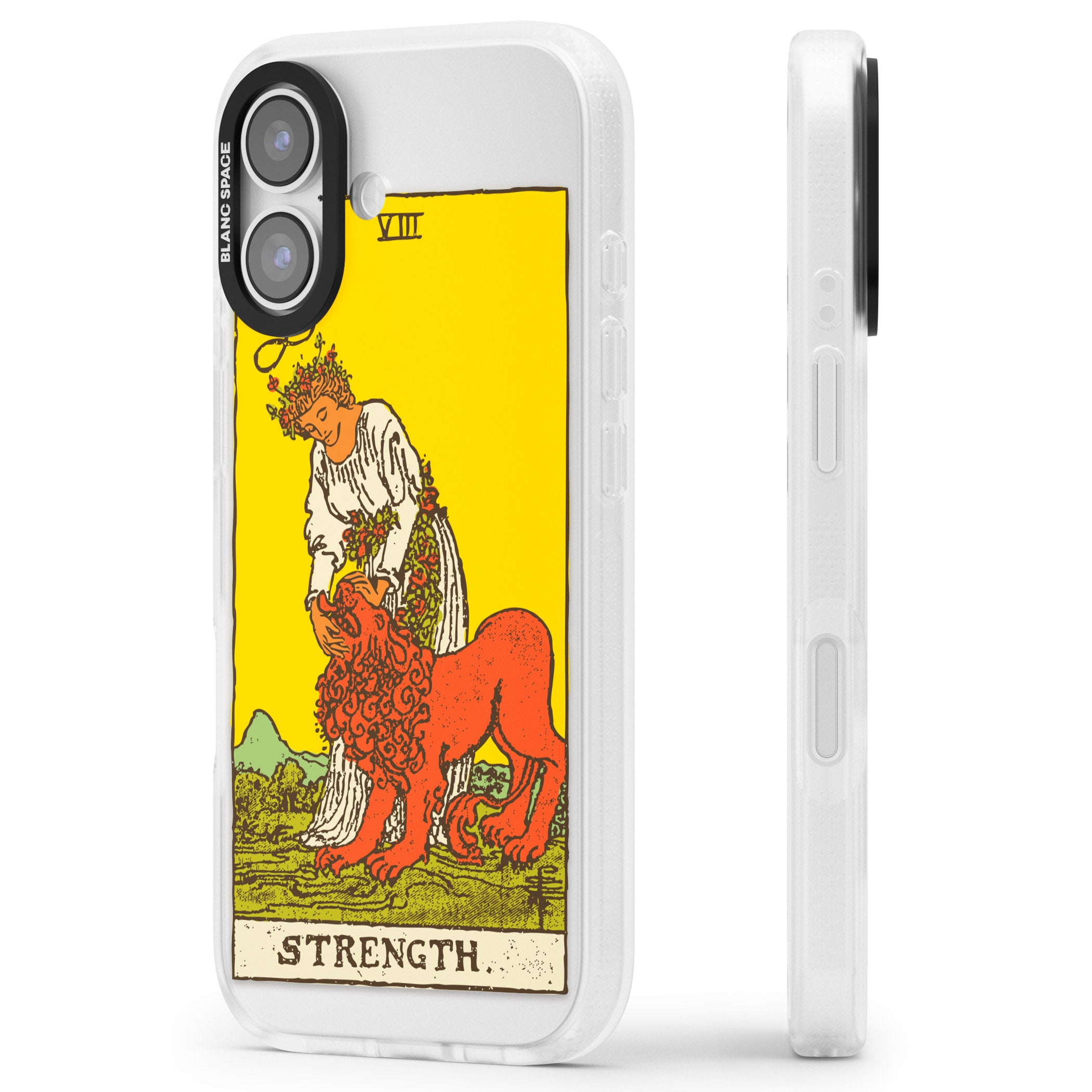 Personalised Strength Tarot Card (Color) iPhone 17 Impact Air Clear Phone Case Side Profile