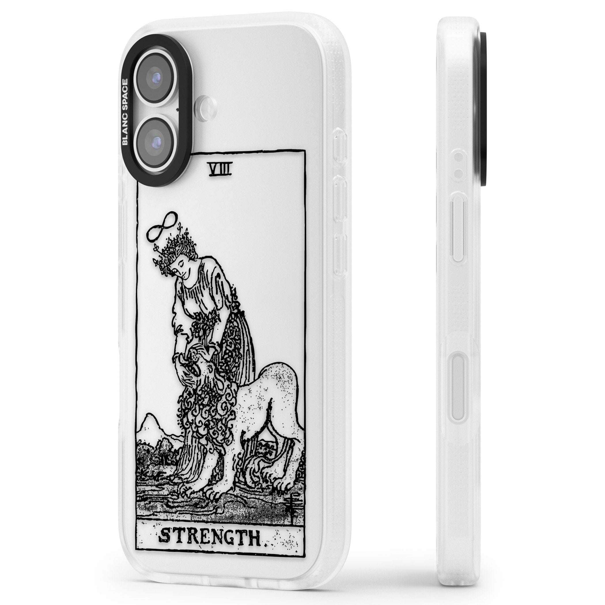 Personalised Strength Tarot Card (Clear) iPhone 17 Impact Air Clear Phone Case Side Profile