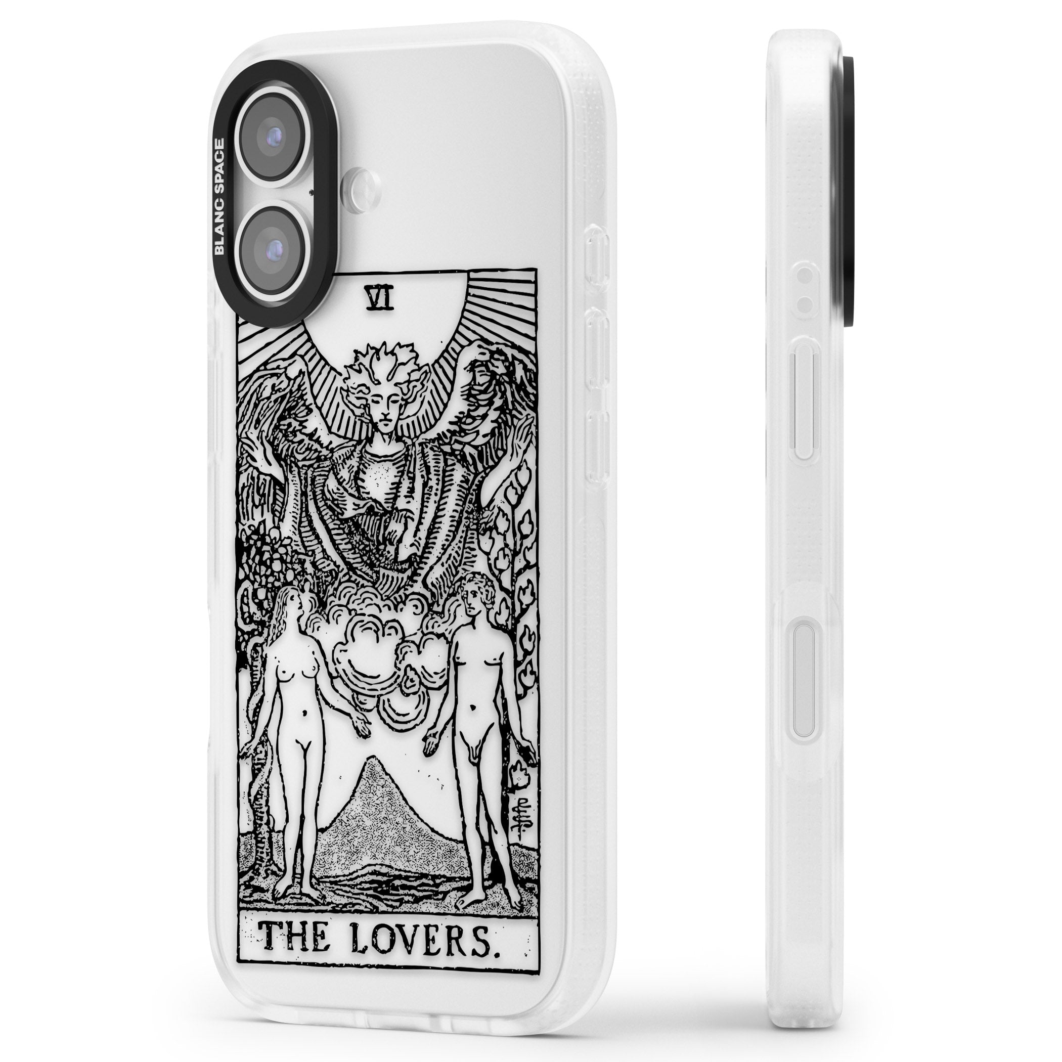 Personalised The Lovers Tarot Card (Clear) iPhone 17 Impact Air Clear Phone Case Side Profile