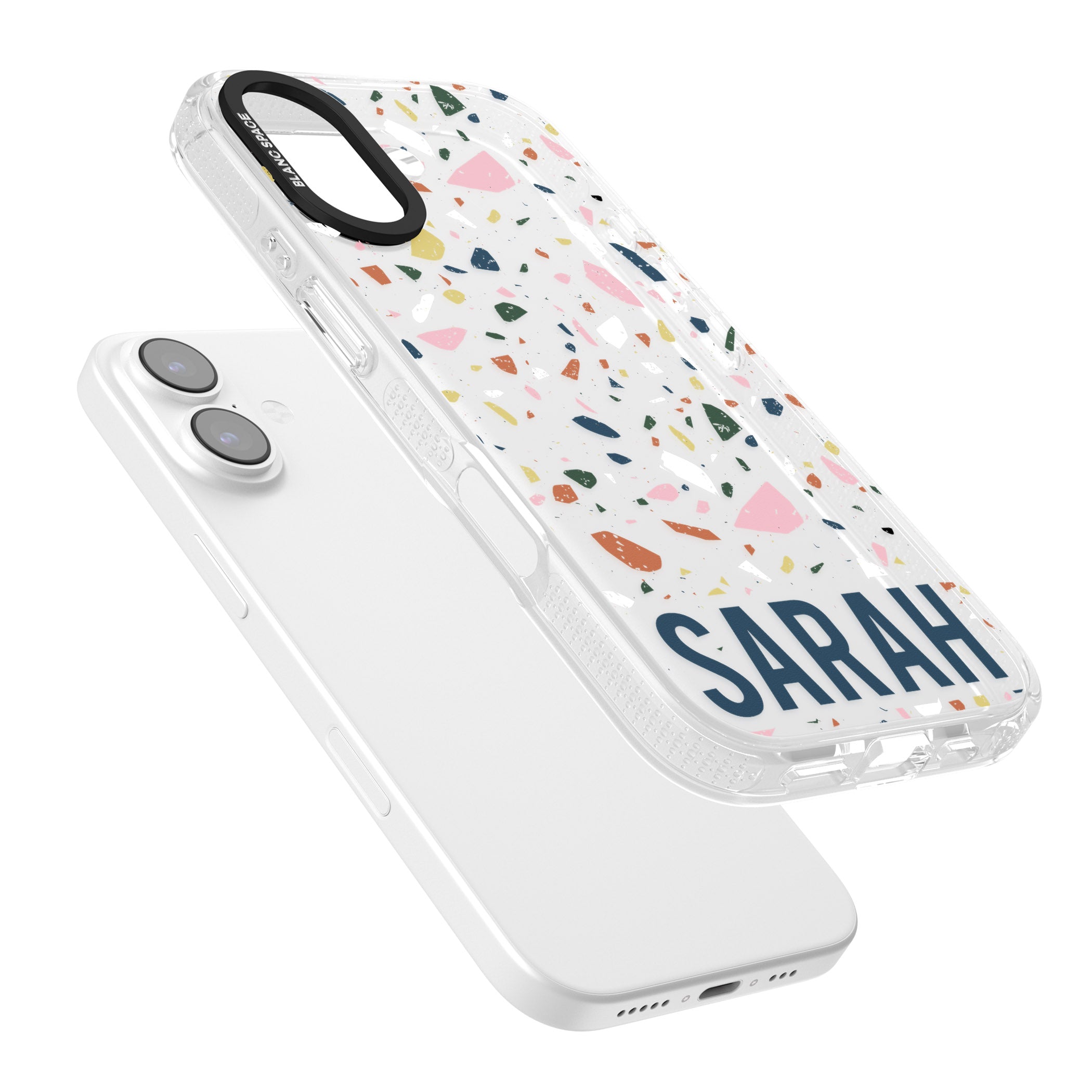 Personalised Terrazzo iPhone 17 Impact Air Clear Phone Case Colours