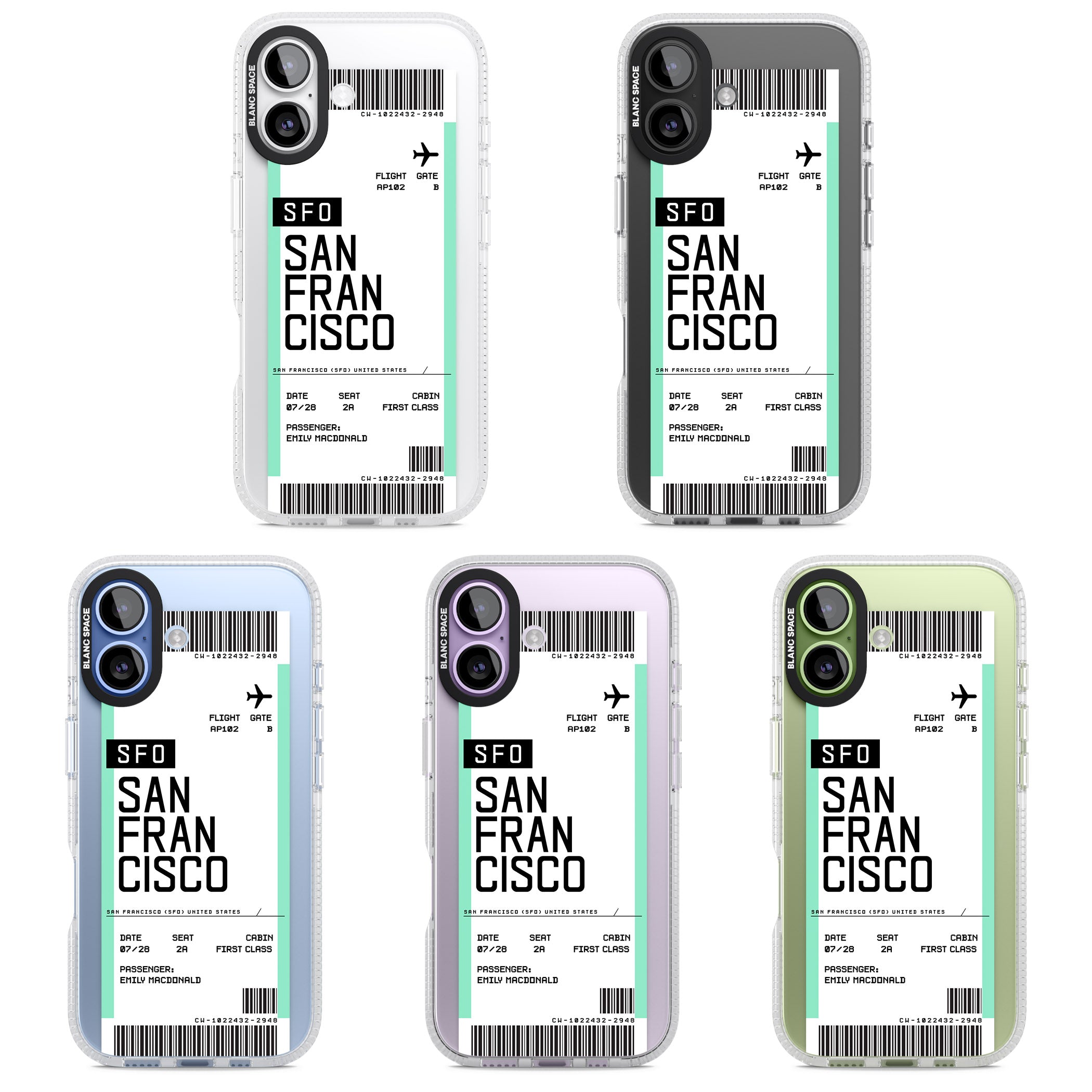 Personalised San Francisco Boarding Pass iPhone 17 Impact Air Clear Phone Case APT Impact Protection