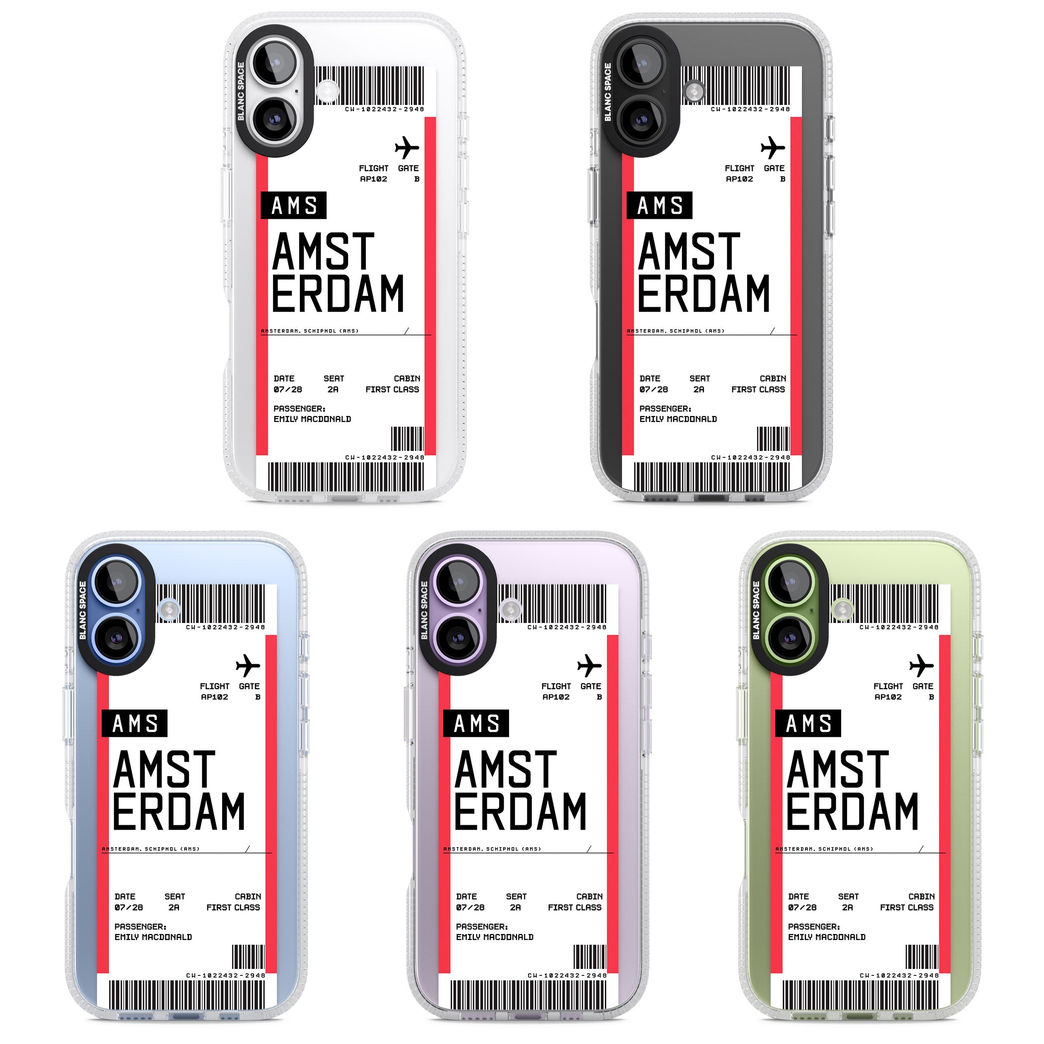 Personalised Amsterdam Boarding Pass iPhone 17 Impact Air Clear Phone Case APT Impact Protection