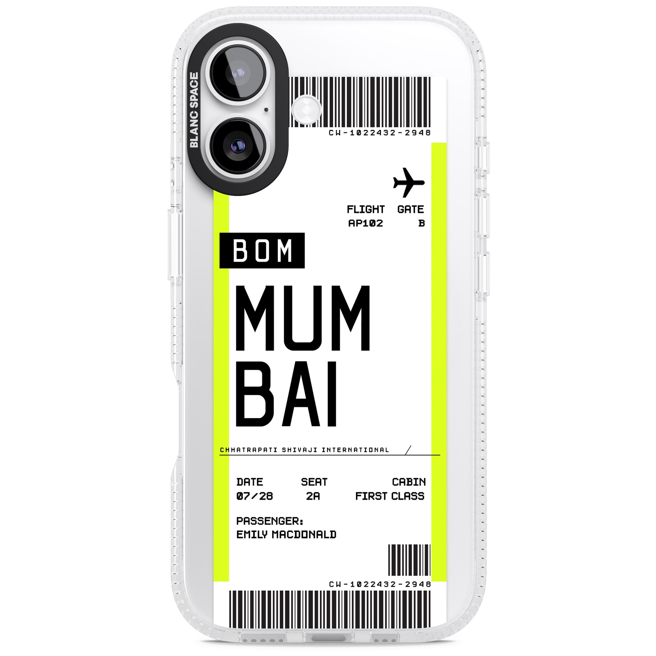 Personalised Mumbai Boarding Pass iPhone 17 Impact Air Clear Phone Case