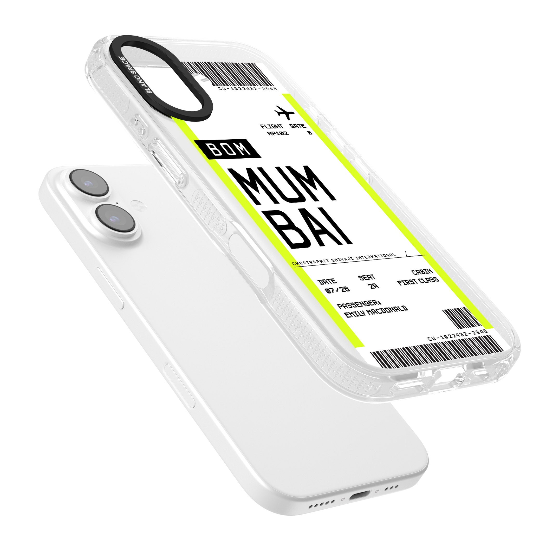 Personalised Mumbai Boarding Pass iPhone 17 Impact Air Clear Phone Case Colours