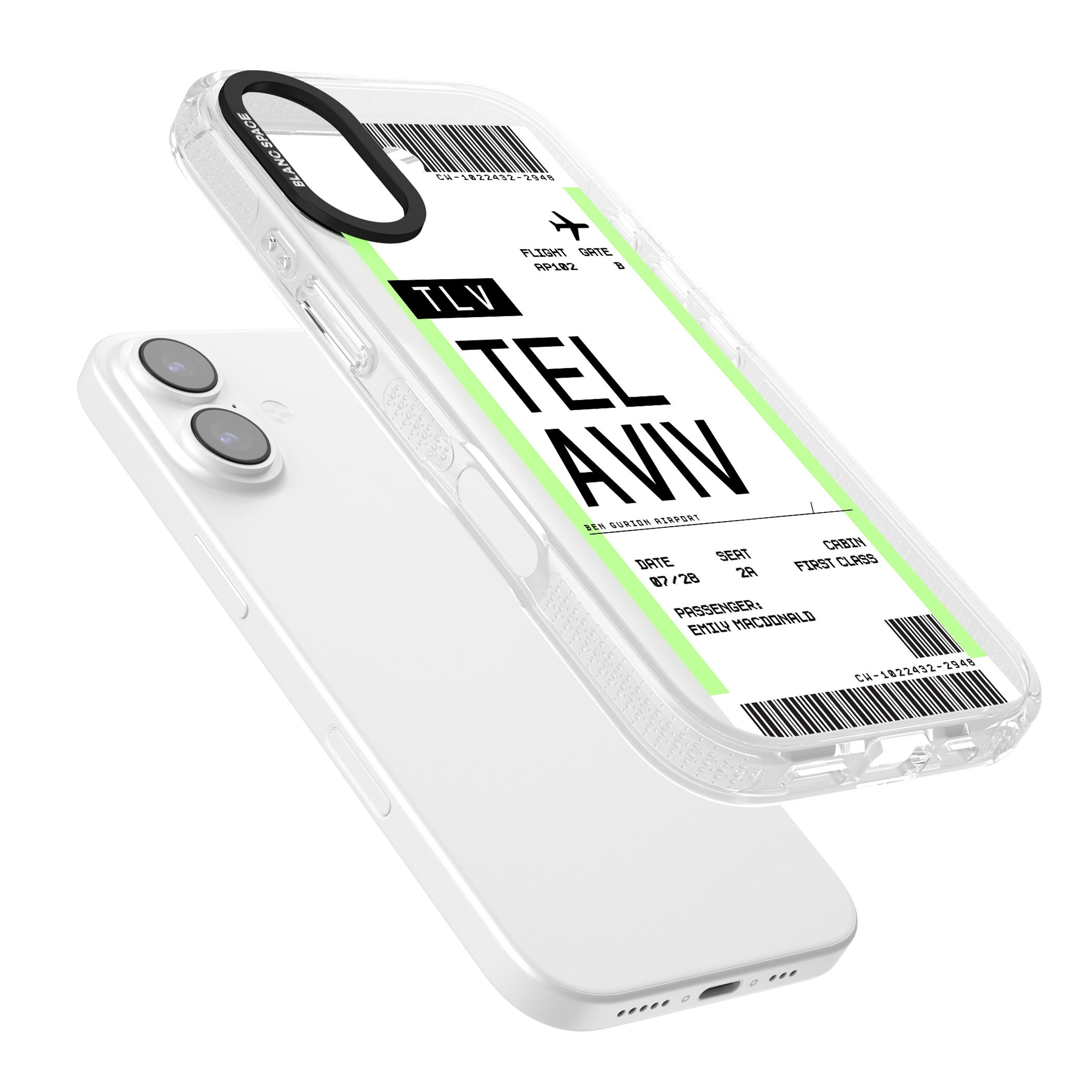 Personalised Tel Aviv Boarding Pass iPhone 17 Impact Air Clear Phone Case Colours