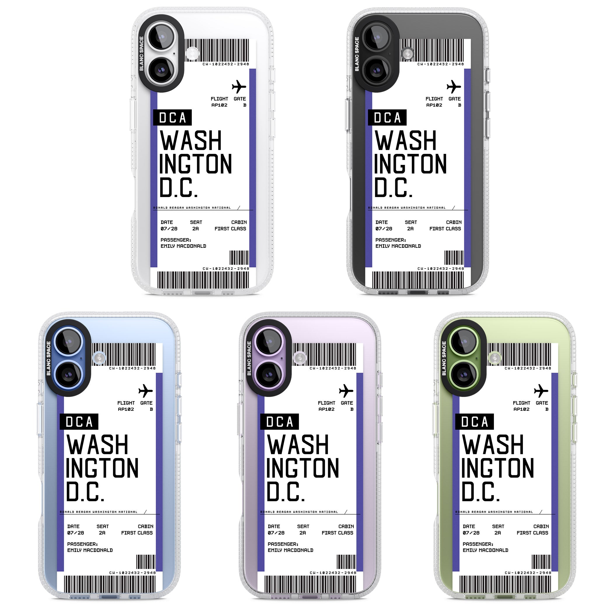 Personalised Washington D.C. Boarding Pass iPhone 17 Impact Air Clear Phone Case APT Impact Protection