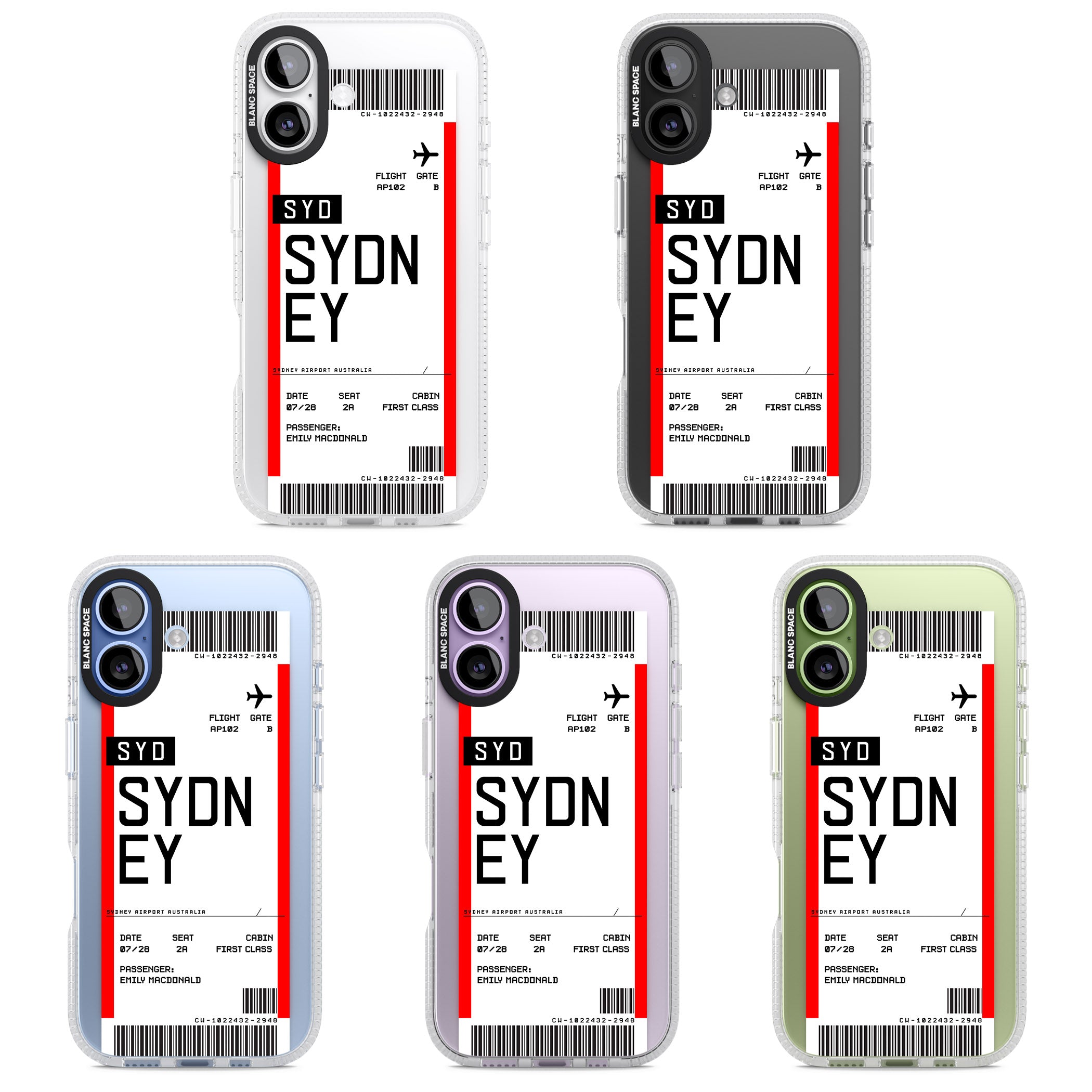 Personalised Sydney Boarding Pass iPhone 17 Impact Air Clear Phone Case APT Impact Protection