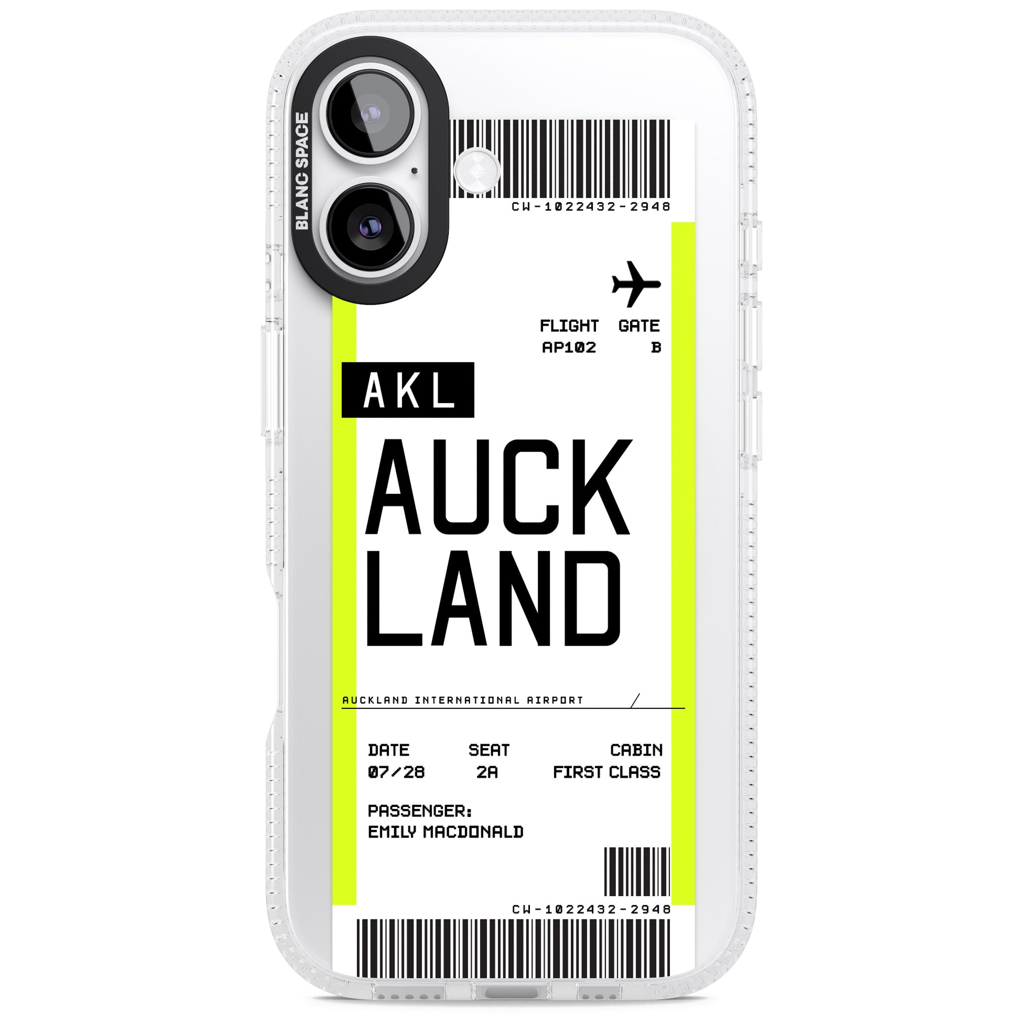 Personalised Auckland Boarding Pass iPhone 17 Impact Air Clear Phone Case