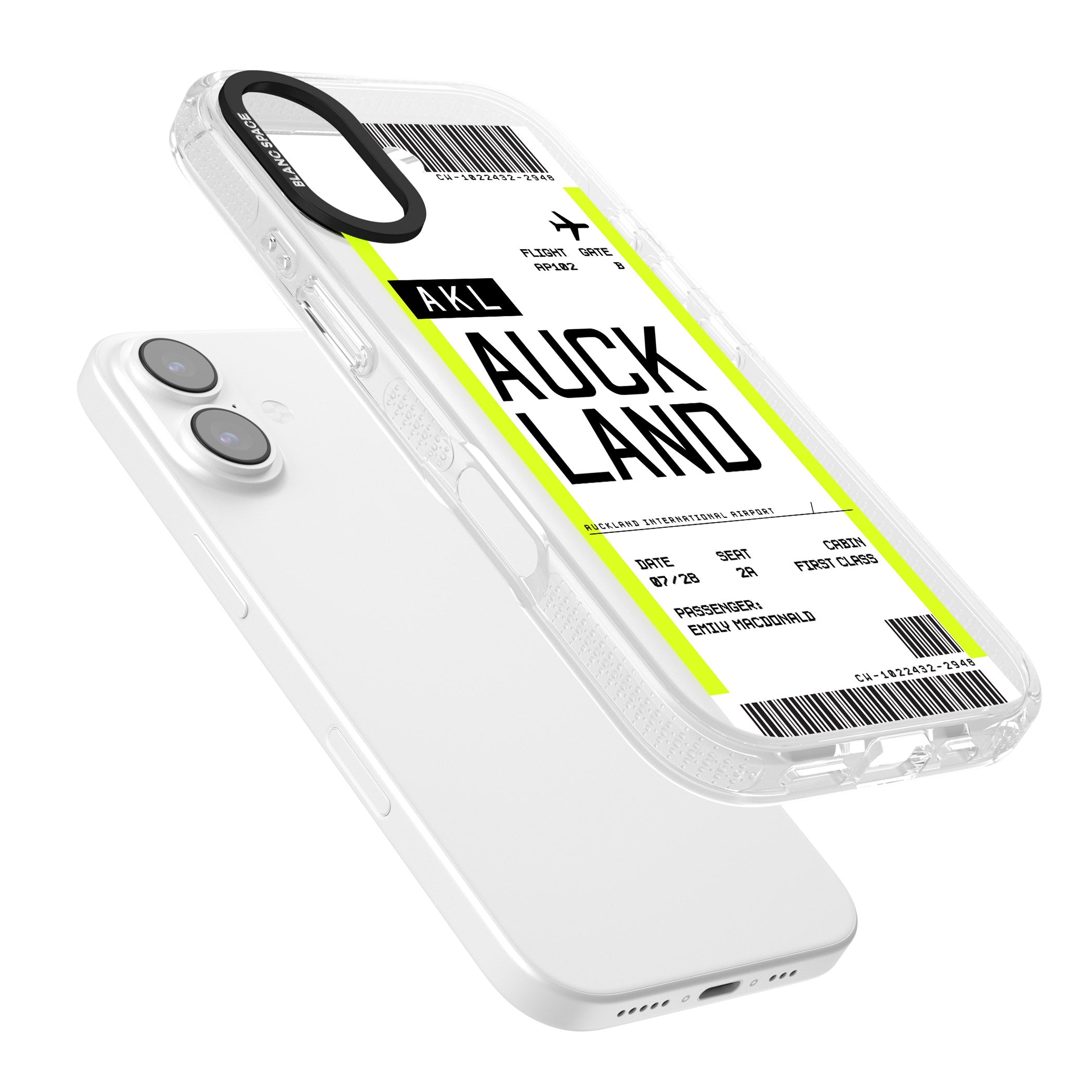 Personalised Auckland Boarding Pass iPhone 17 Impact Air Clear Phone Case Colours