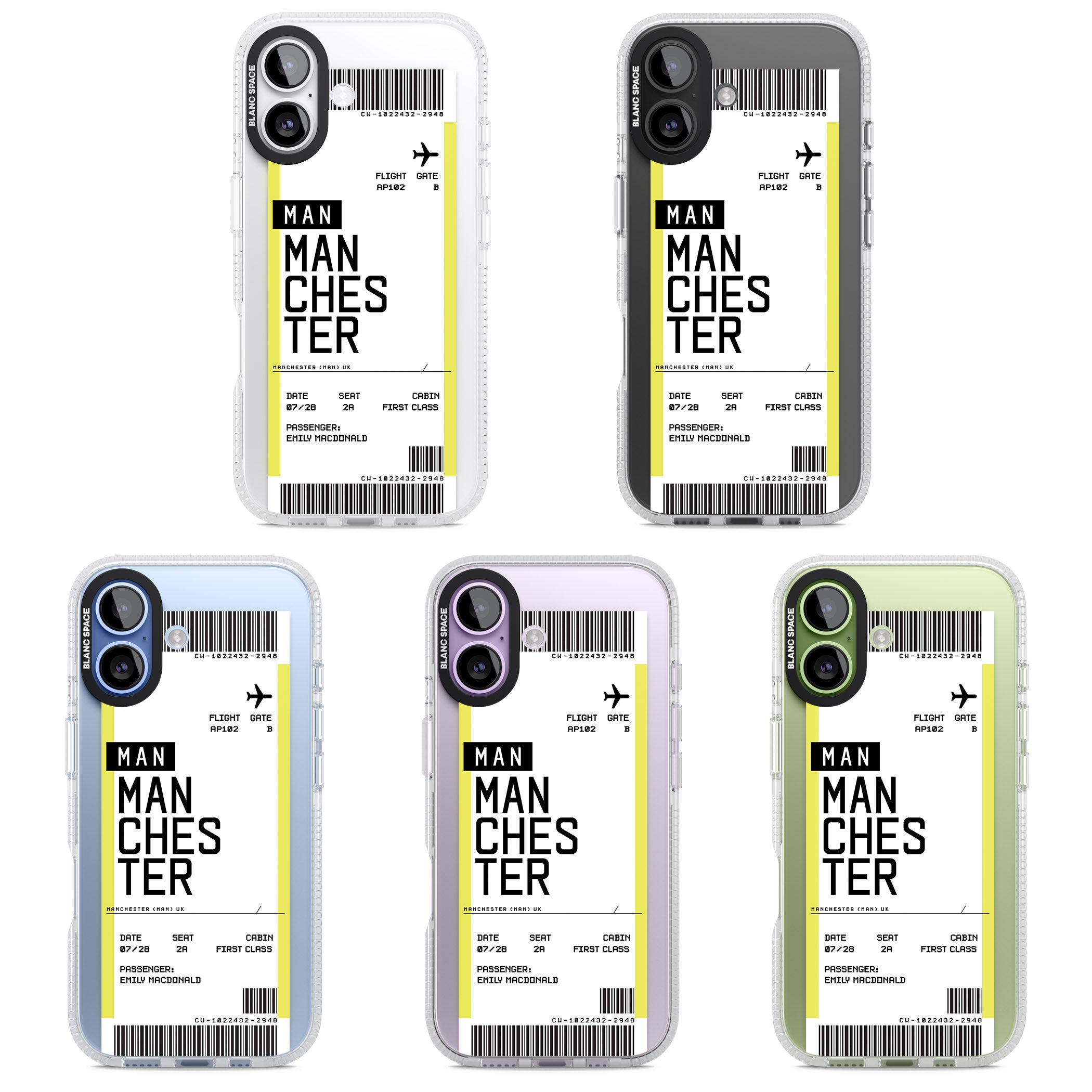 Personalised Manchester Boarding Pass iPhone 17 Impact Air Clear Phone Case APT Impact Protection