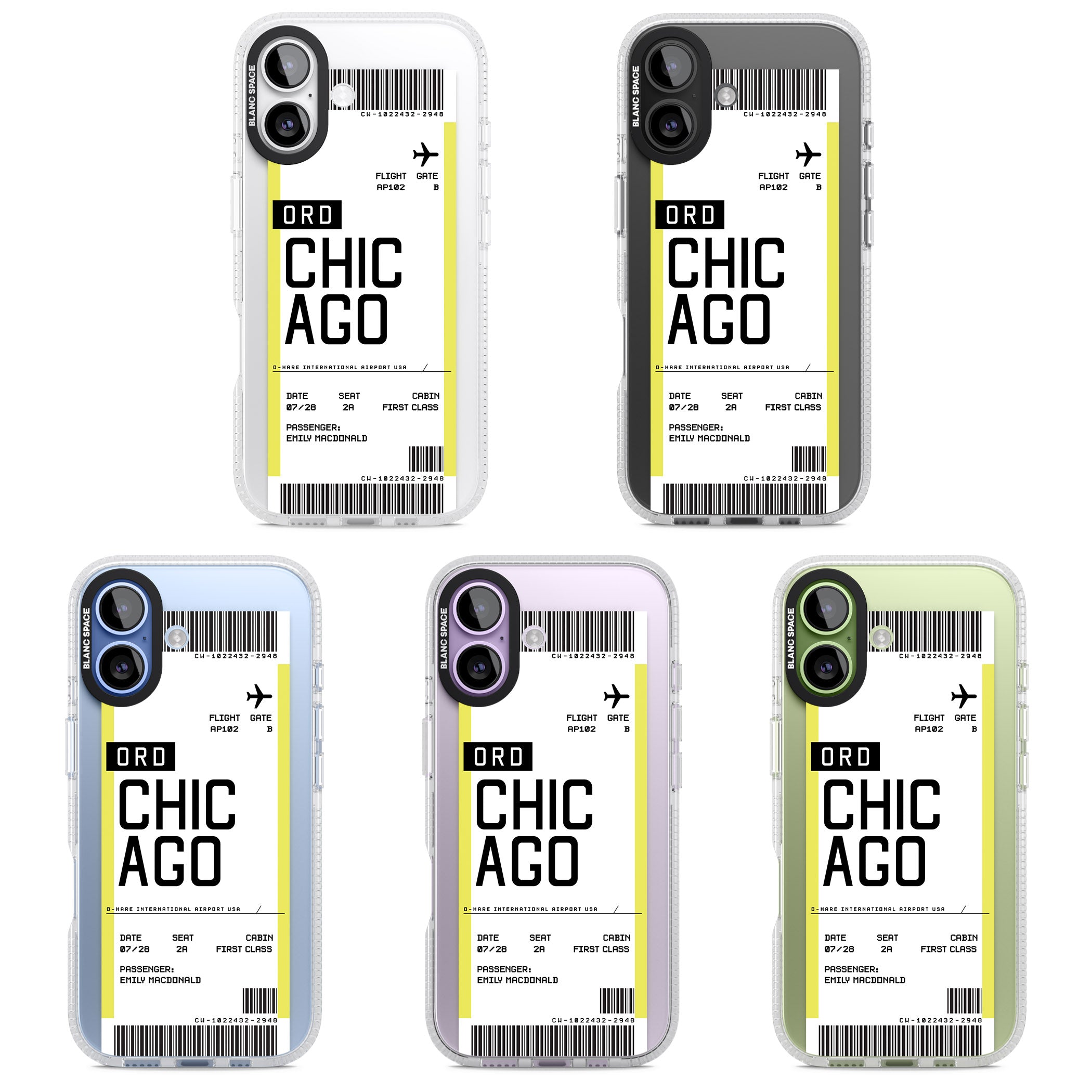 Personalised Chicago Boarding Pass iPhone 17 Impact Air Clear Phone Case APT Impact Protection